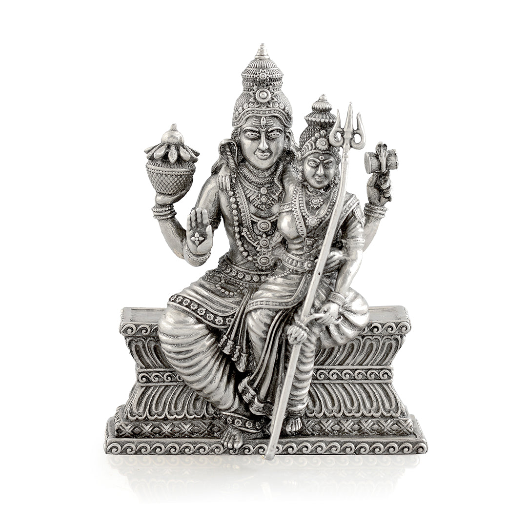 Shiva Parvati Murti in Pure Silver