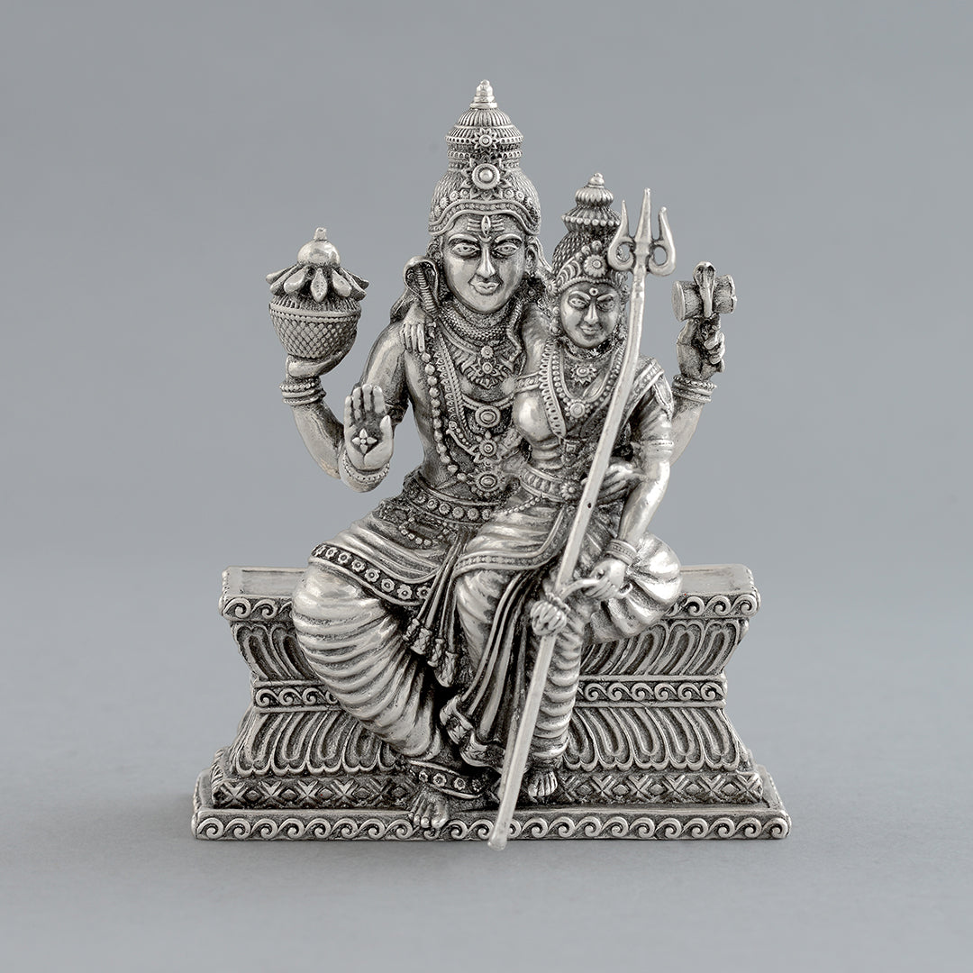 Shiva Parvati Murti in Pure Silver