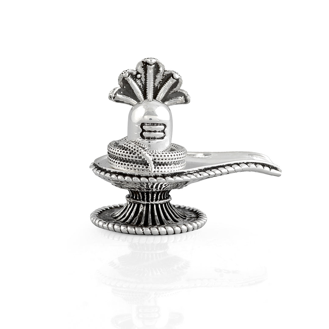 Divine Silver Shivling With Sheshnag