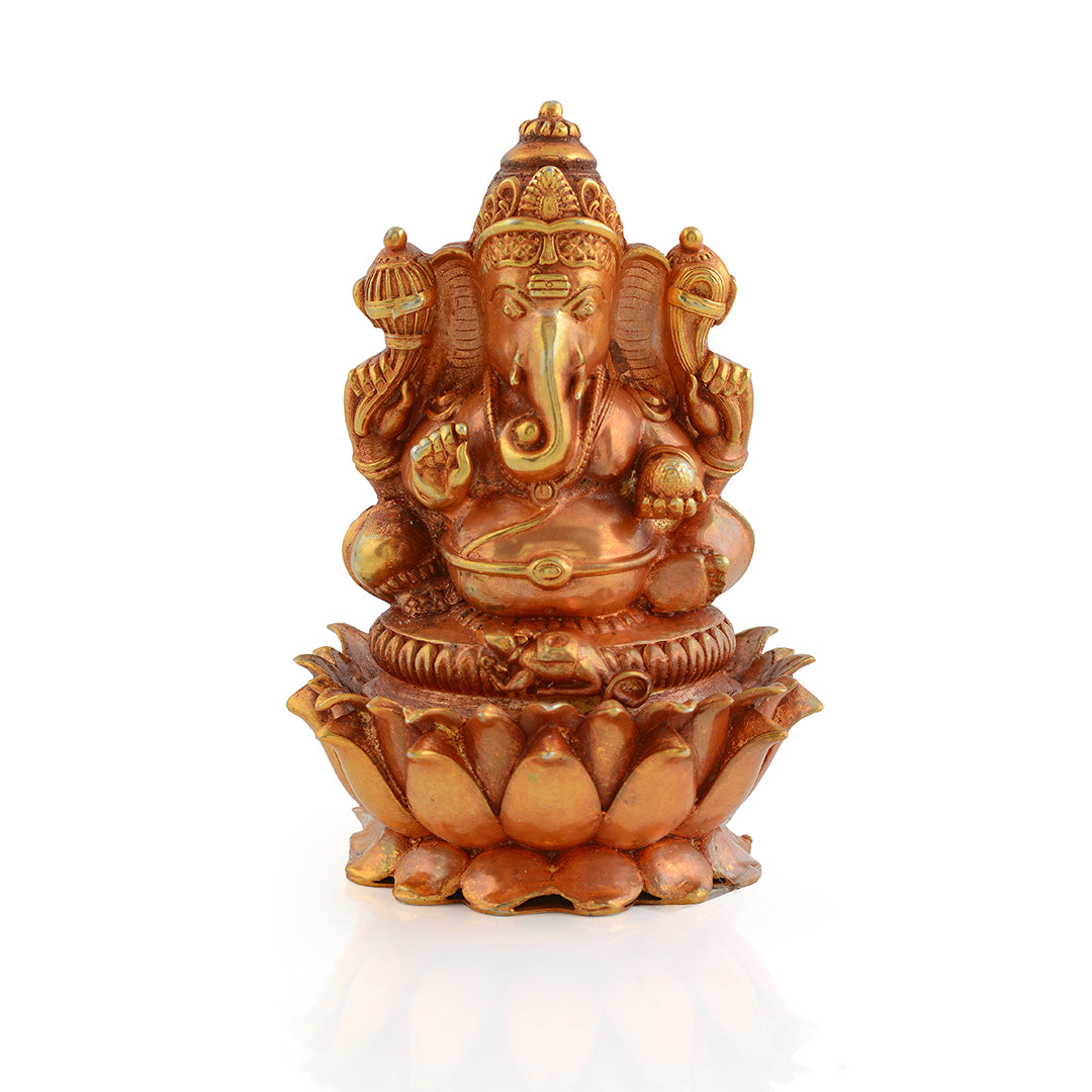 Pure Silver Ganesh Murti in Gold Finish