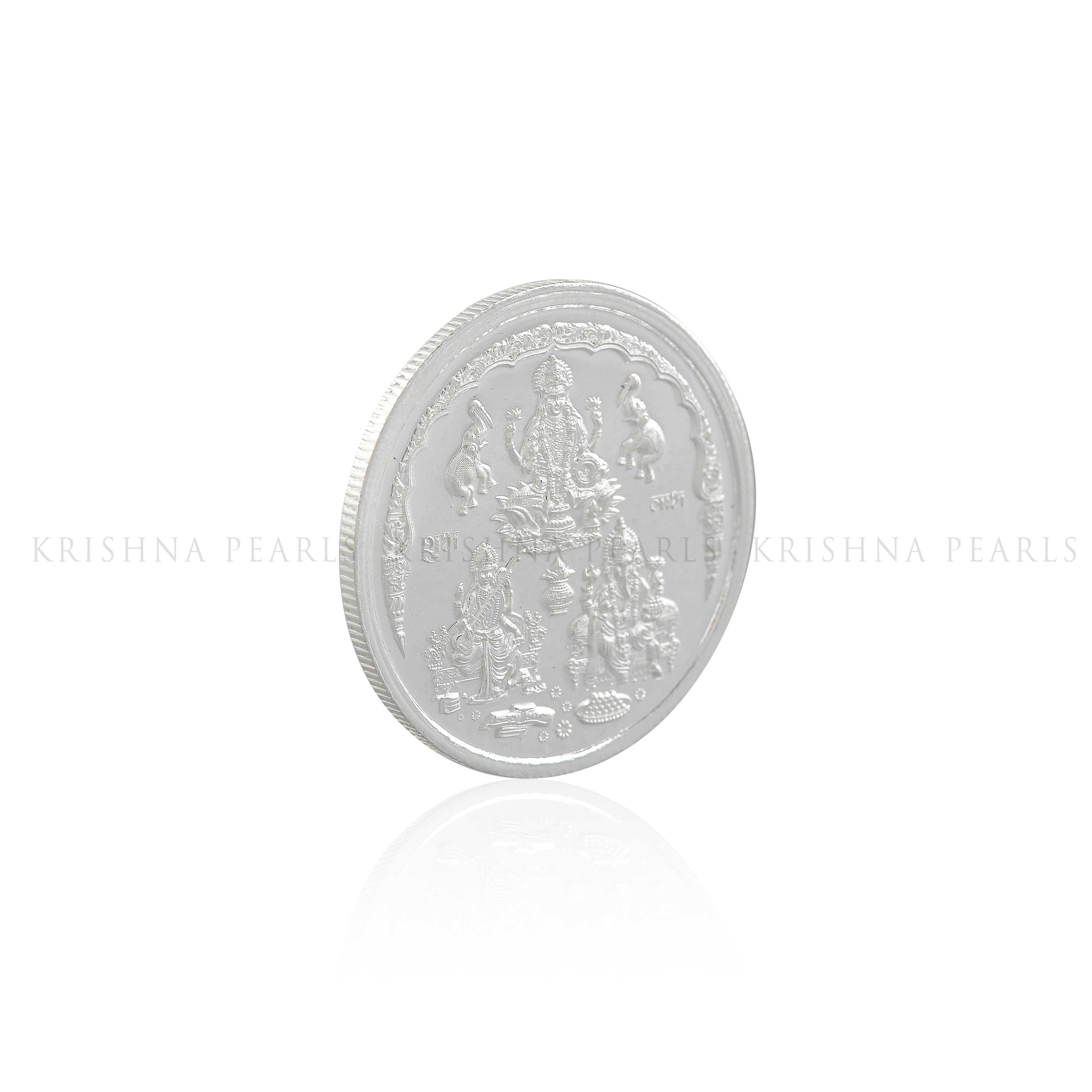 20 Grms Laxmi, Sarswathi, Ganesh Motifs Silver Coin - Krishna Jewellers Pearls and Gems