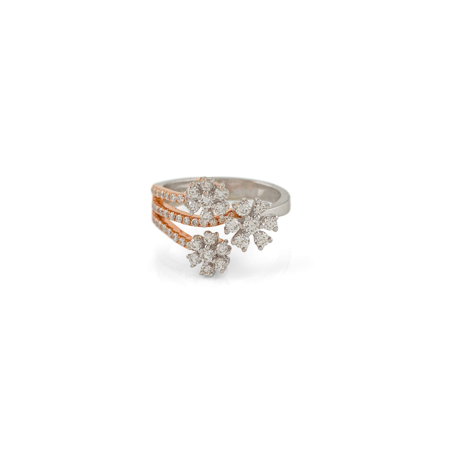 Triadic Diamond Ring in Flower Motif - Krishna Jewellers Pearls and Gems