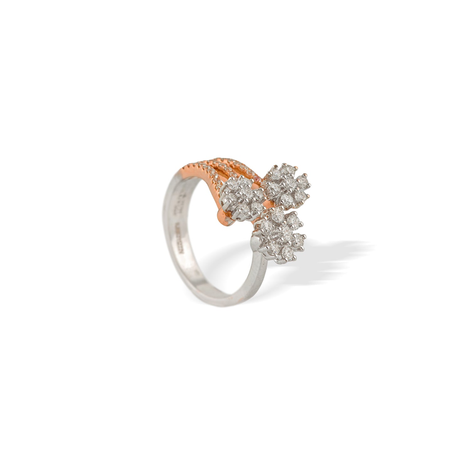 Triadic Diamond Ring in Flower Motif - Krishna Jewellers Pearls and Gems