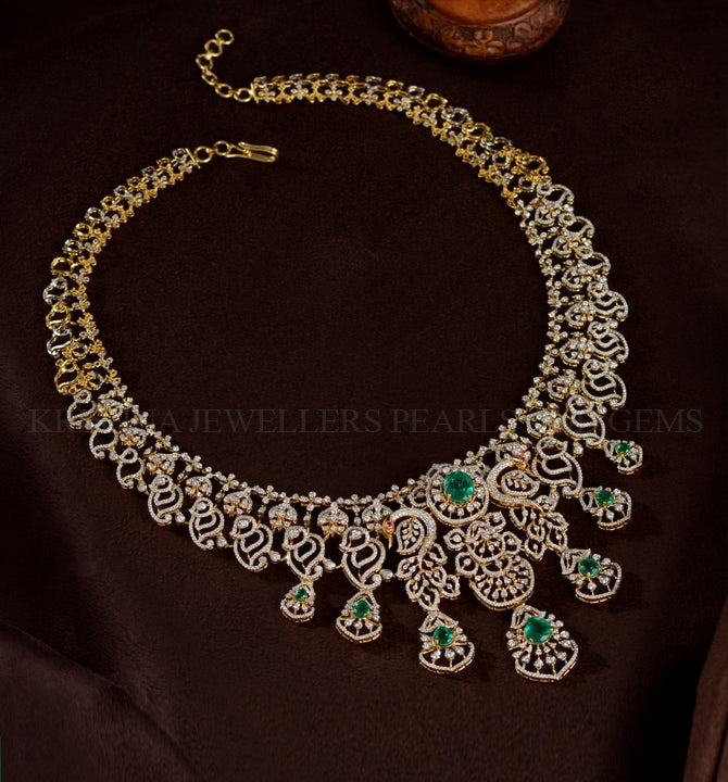 Radiant Peacock Inspired Diamond Necklace