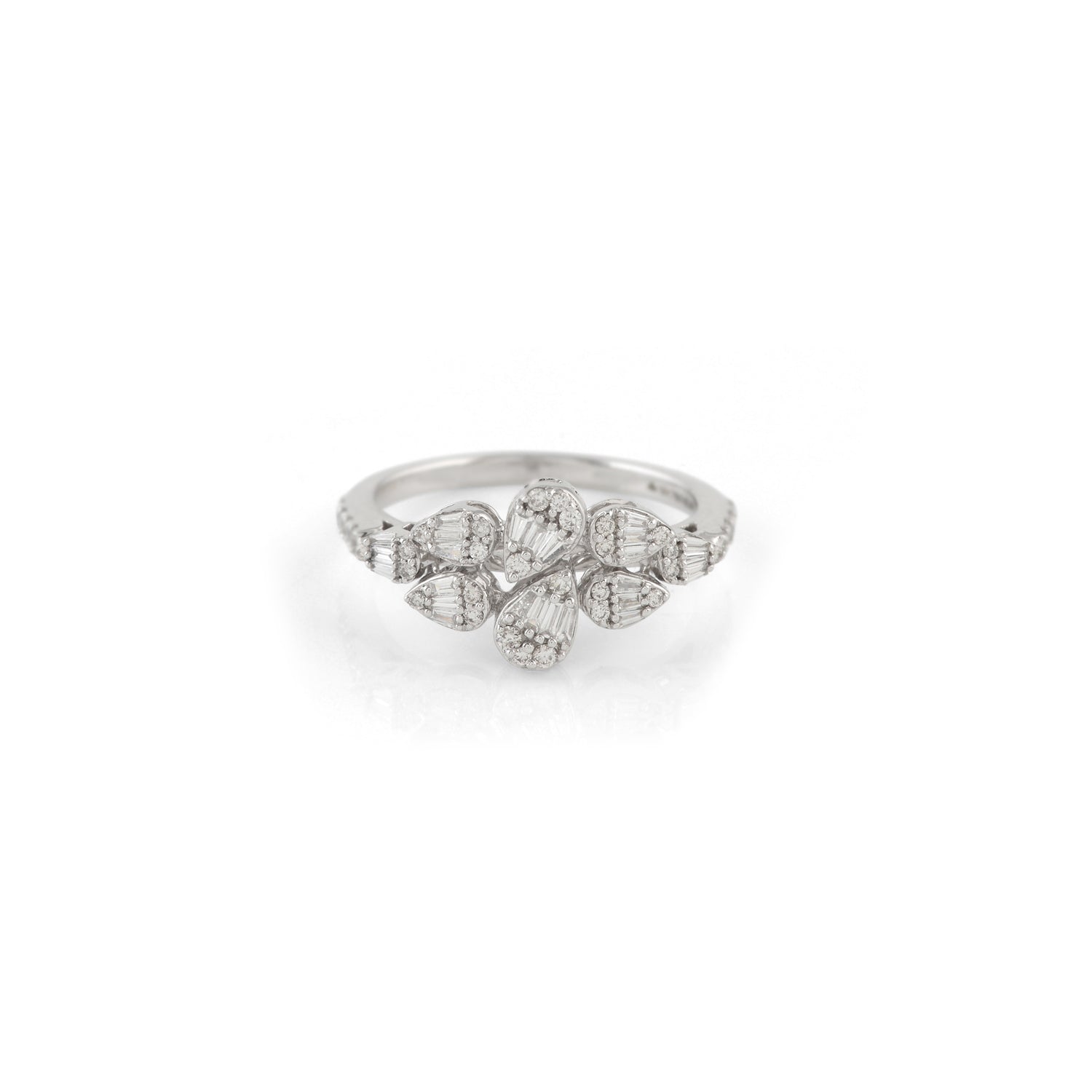 Pear Cut Cluster Diamond Ring - Krishna Jewellers Pearls and Gems