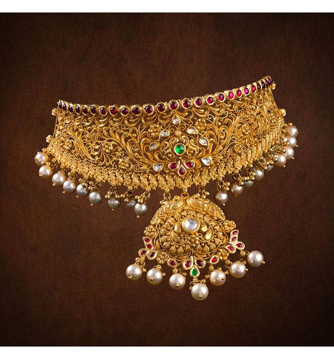 Floral Gold Choker Necklace
