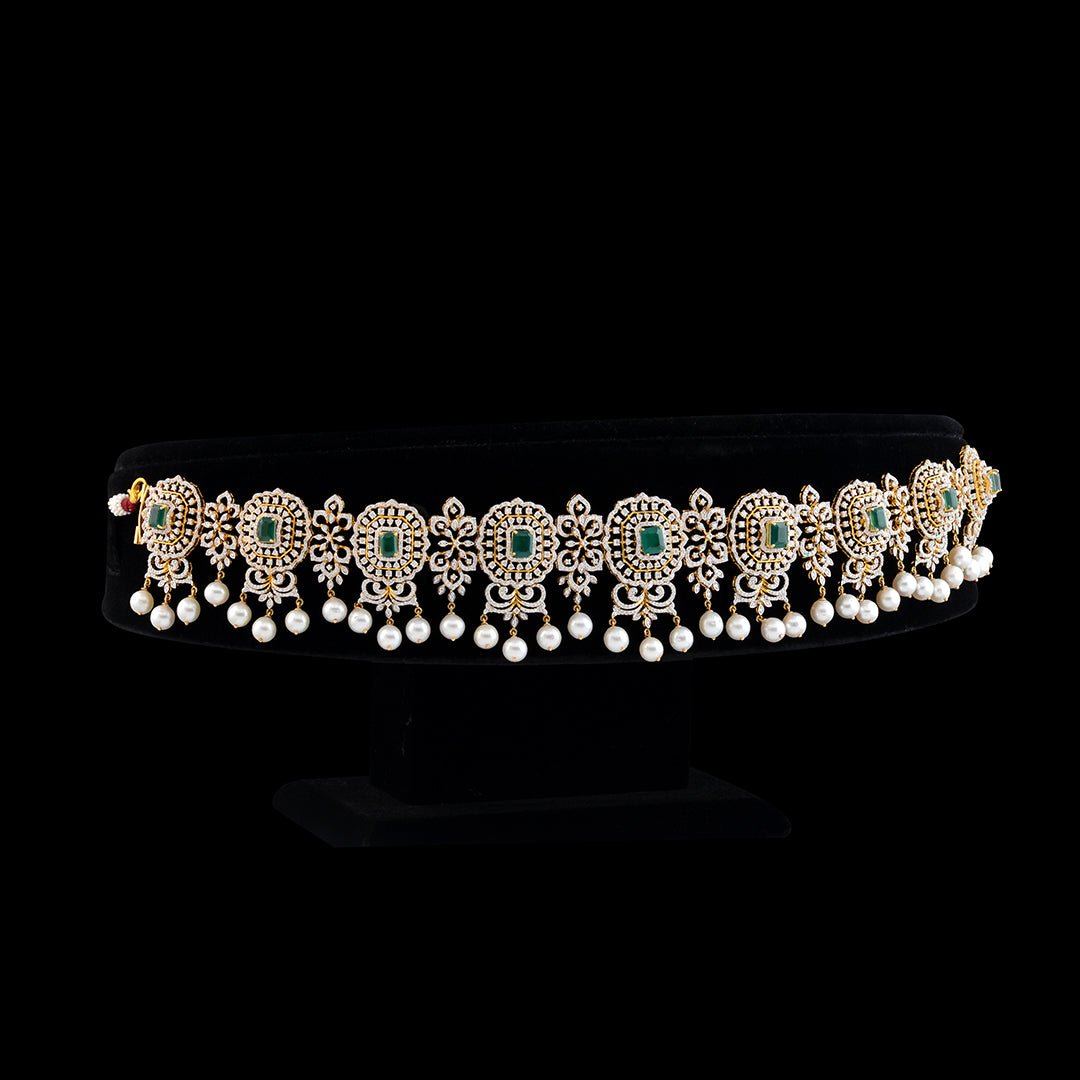 18K South Indian Diamond Vaddanam - Krishna Jewellers Pearls and Gems