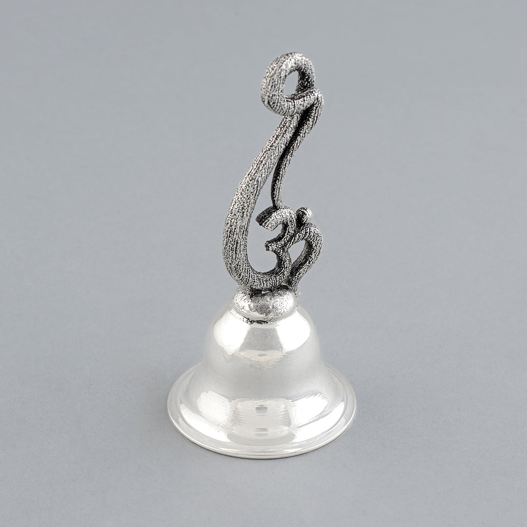 Silver Om design Bell - Krishna Jewellers Pearls and Gems