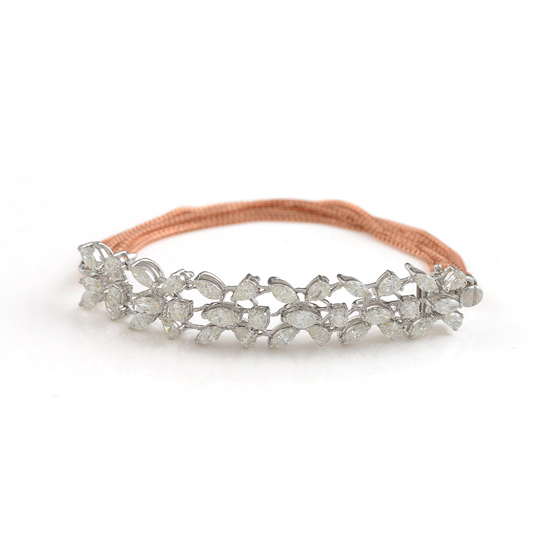 Floral Pear Shape Diamond Bracelet - Krishna Jewellers Pearls and Gems