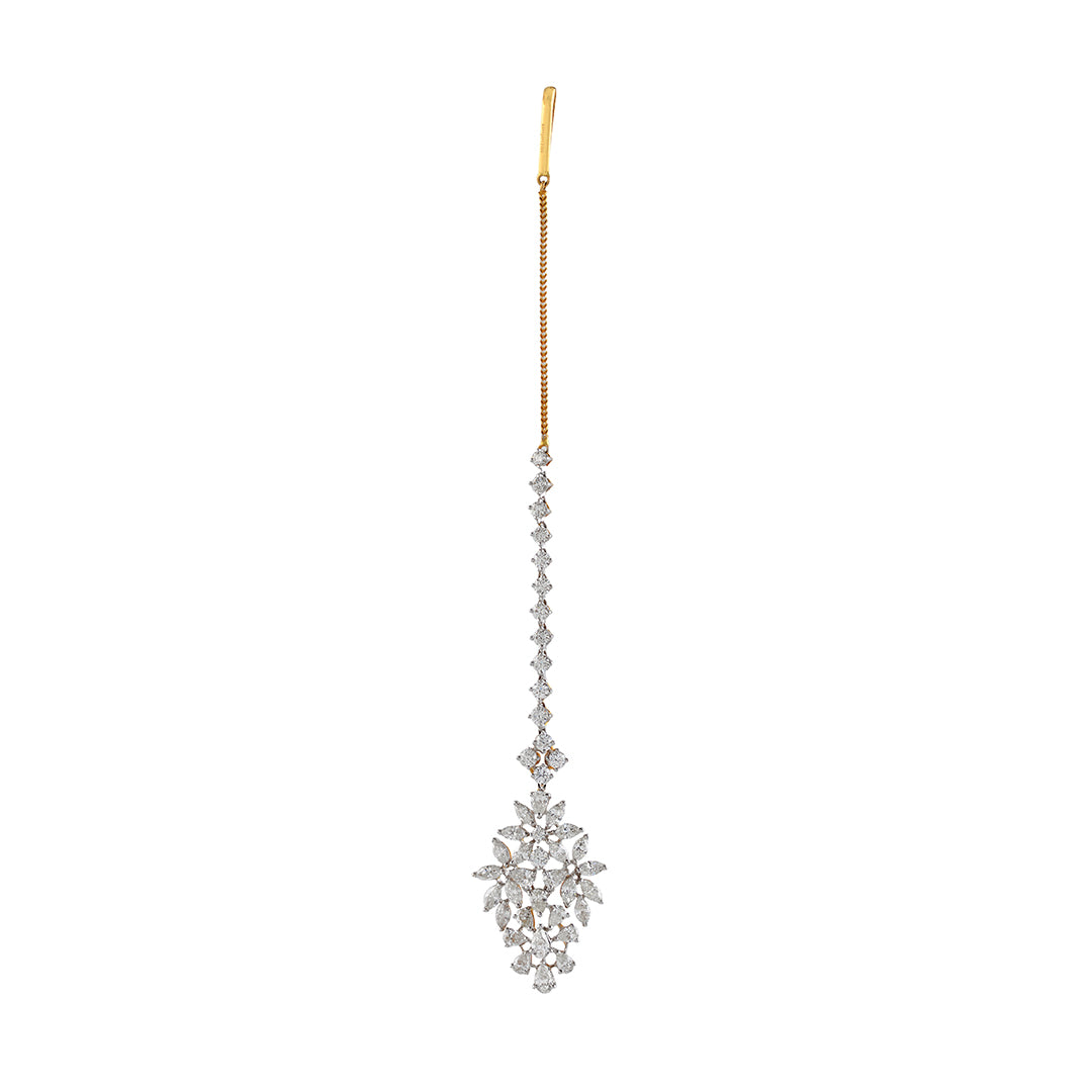 Floral Diamond Maang Tikka - Krishna Jewellers Pearls and Gems