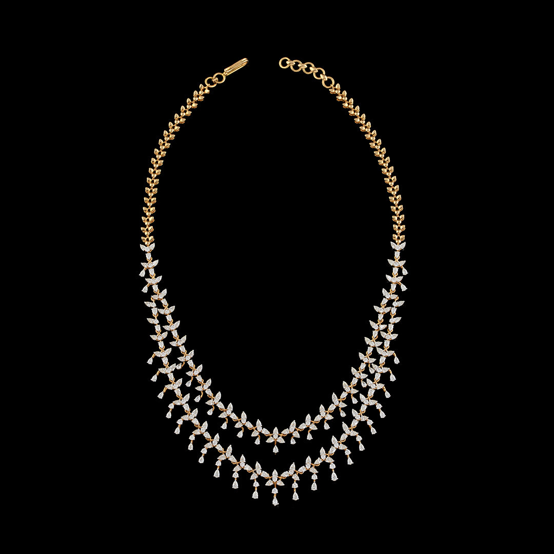 2 Layerd Diamond Choker Necklace - Krishna Jewellers Pearls and Gems