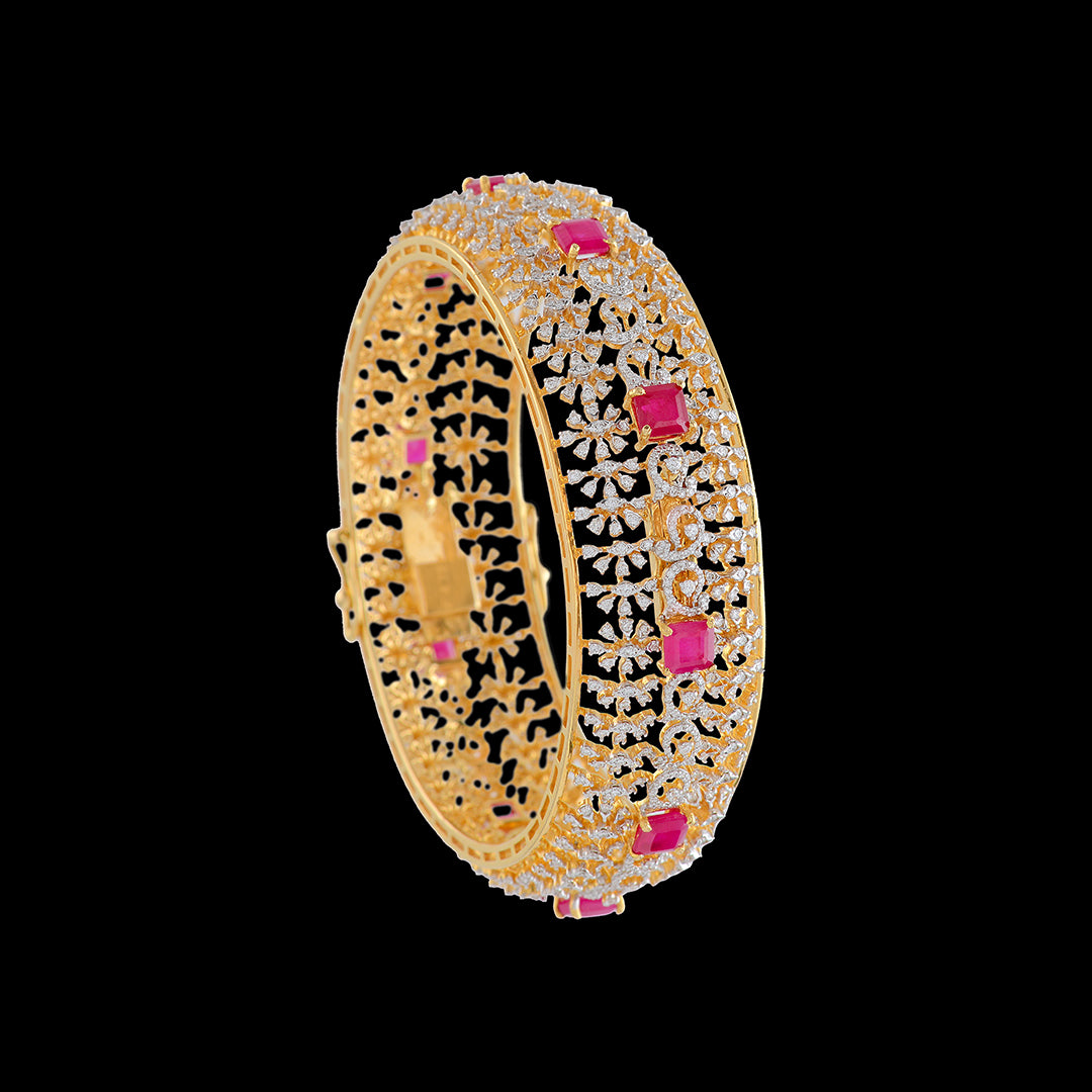 Queenly Floral Diamond Bangles - Krishna Jewellers Pearls and Gems