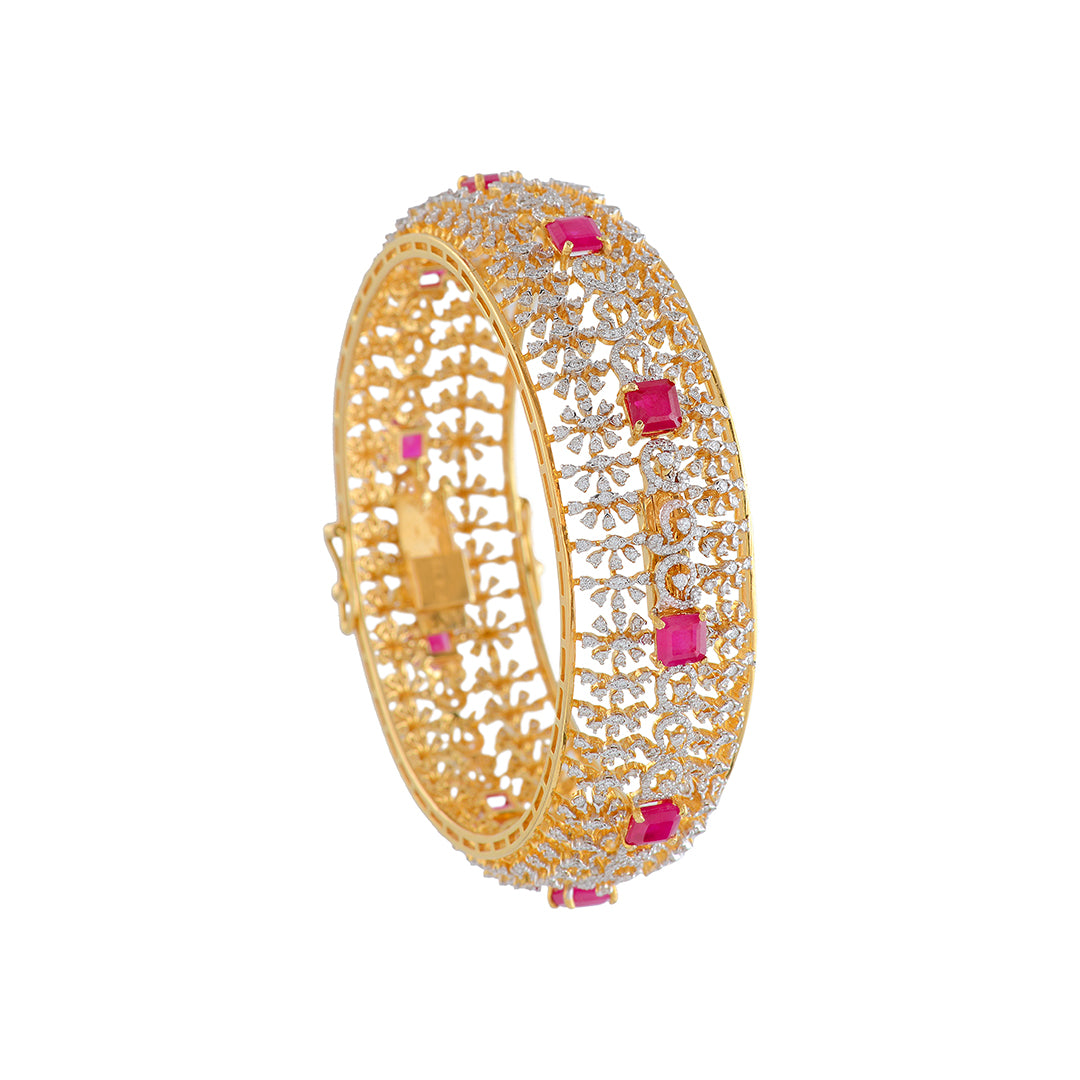 Queenly Floral Diamond Bangles - Krishna Jewellers Pearls and Gems