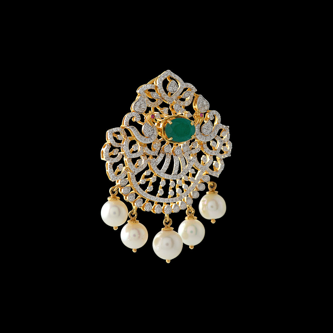 Peacock Diamond Pendant - Krishna Jewellers Pearls and Gems