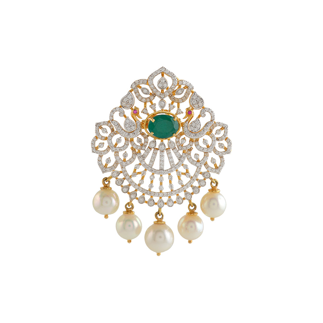 Peacock Diamond Pendant - Krishna Jewellers Pearls and Gems
