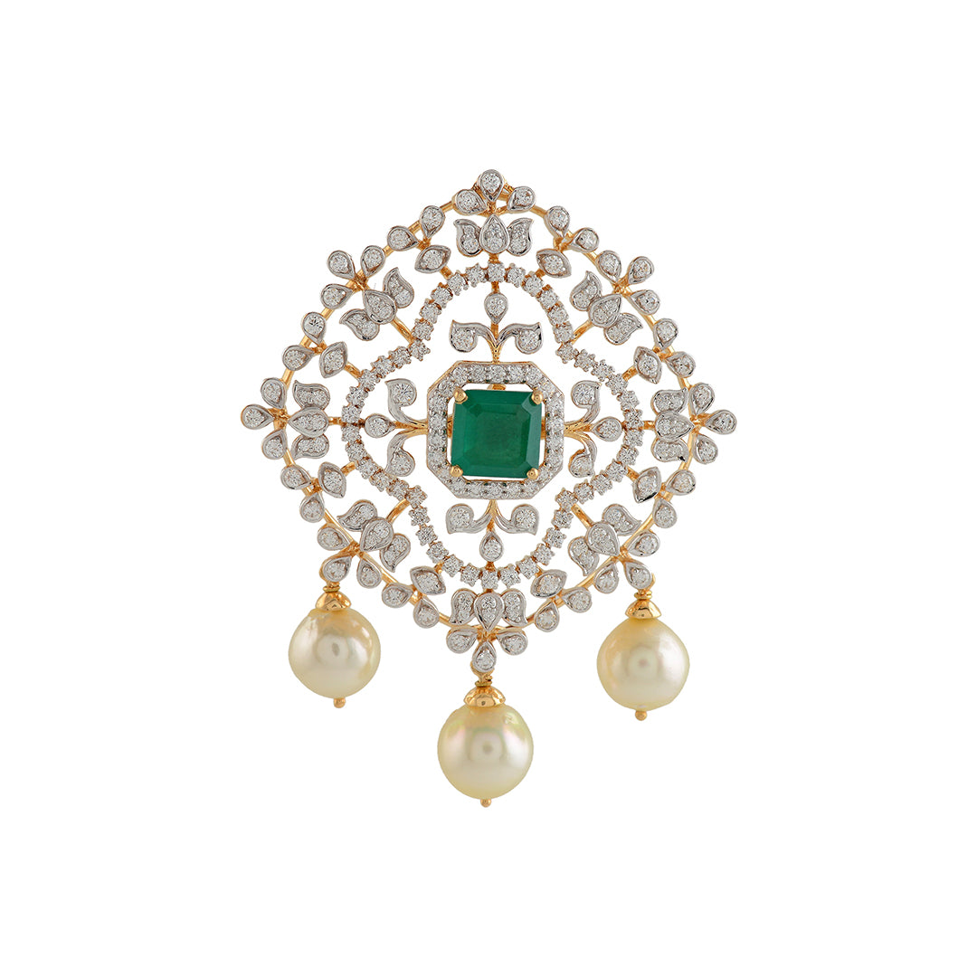 Lotus Diamond Pendant - Krishna Jewellers Pearls and Gems