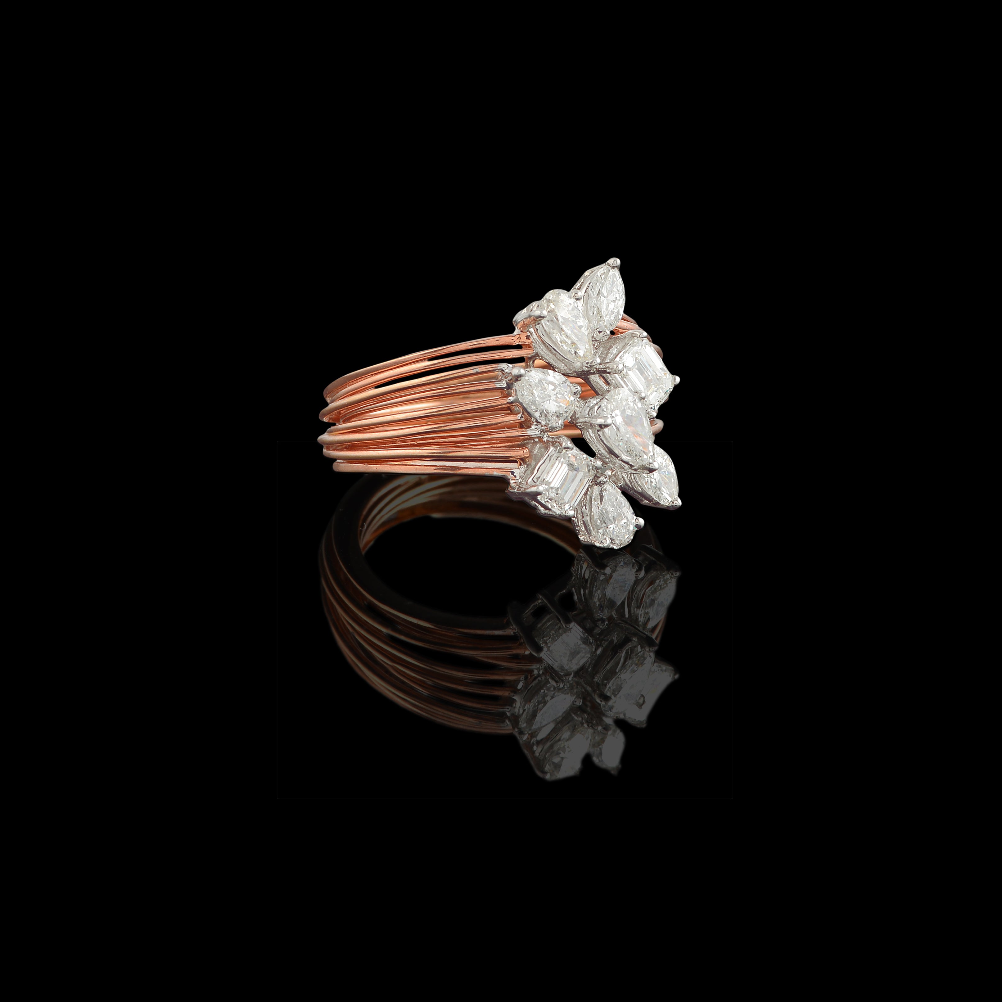 Multi Strand Rose Gold Daimond Ring - Krishna Jewellers Pearls and Gems
