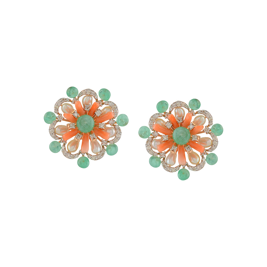 Beautiful Rose Gold Diamond Studs - Krishna Jewellers Pearls and Gems