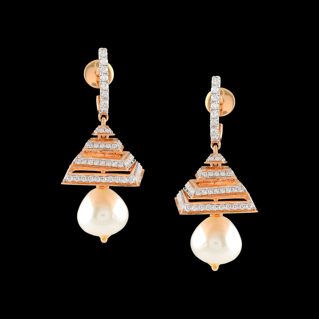 Pyramid Diamond Earrings - Krishna Jewellers Pearls and Gems