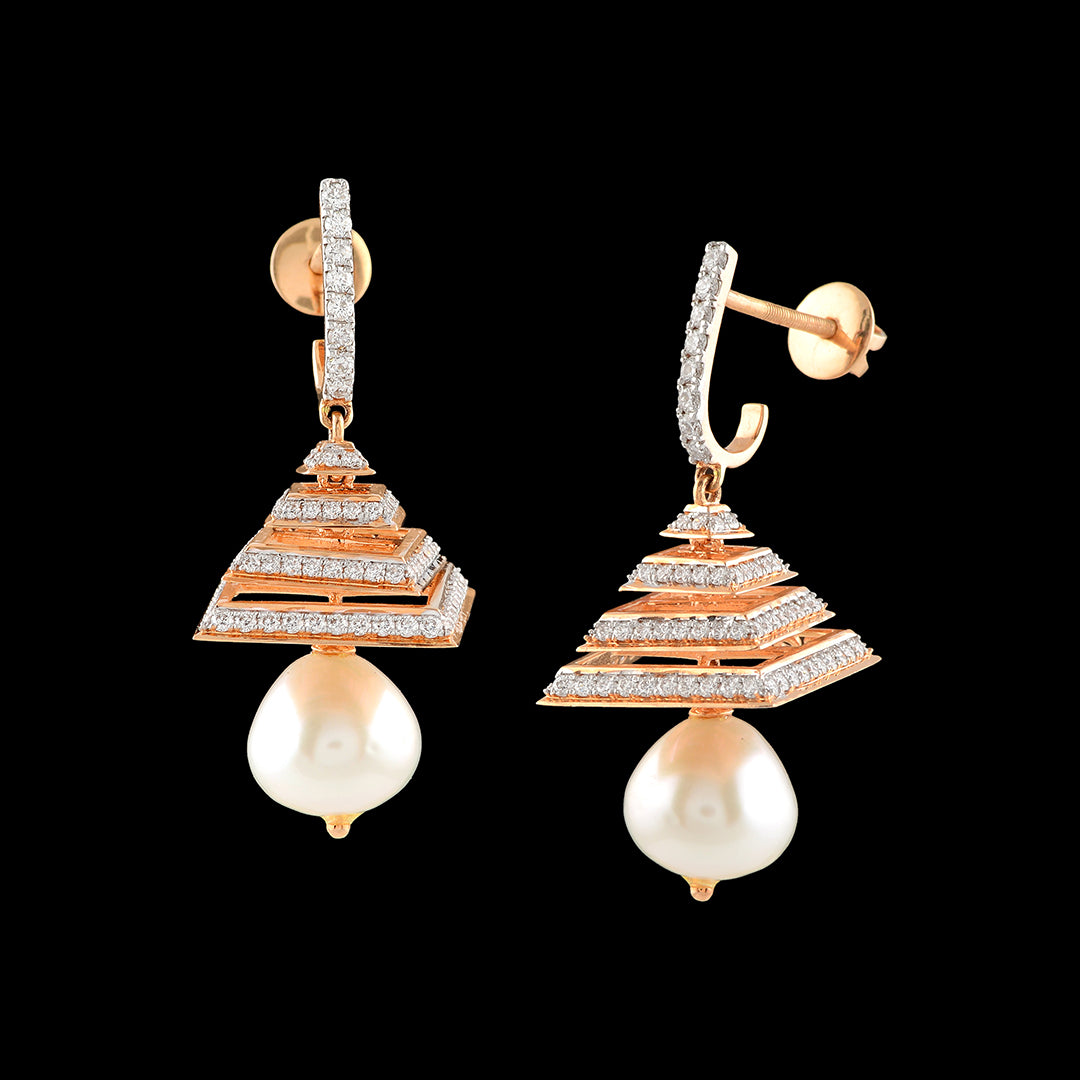 Pyramid Diamond Earrings - Krishna Jewellers Pearls and Gems