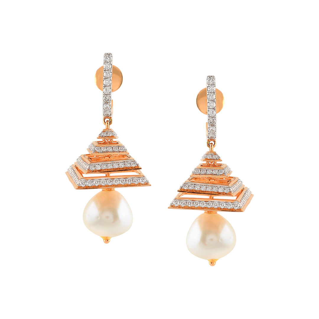 Pyramid Diamond Earrings - Krishna Jewellers Pearls and Gems