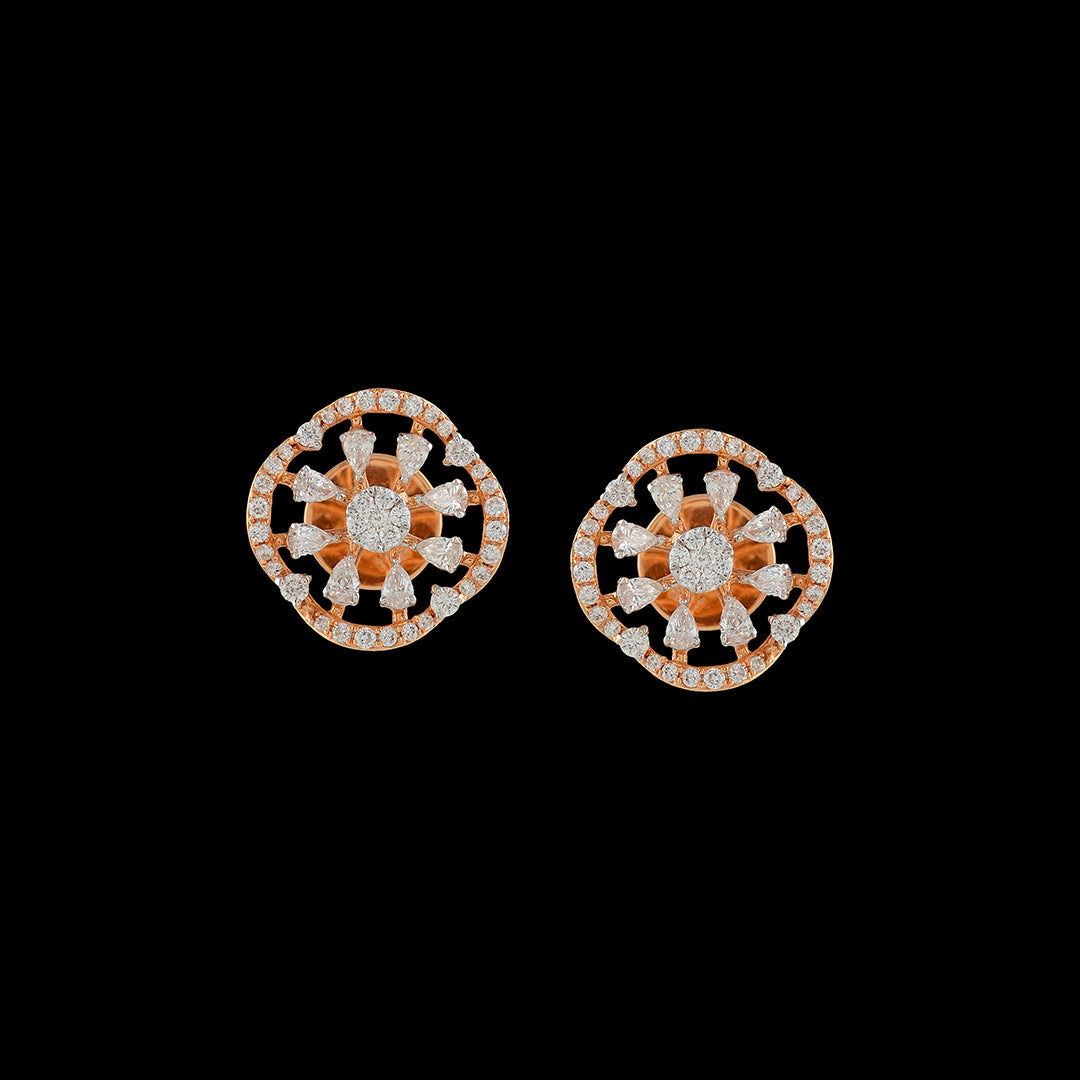 Triacle incribed Diamond Earrings - Krishna Jewellers Pearls and Gems
