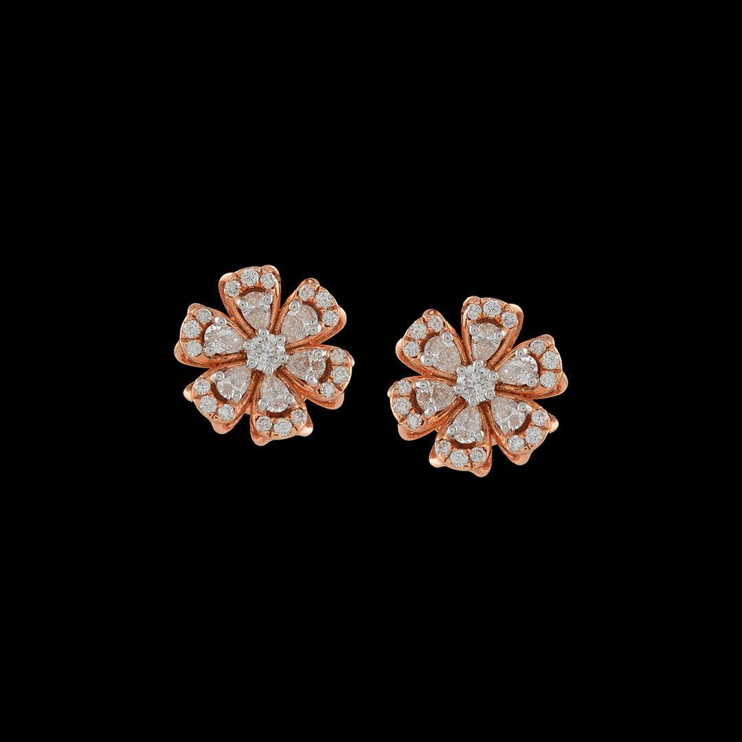 Flower Diamond Studs - Krishna Jewellers Pearls and Gems