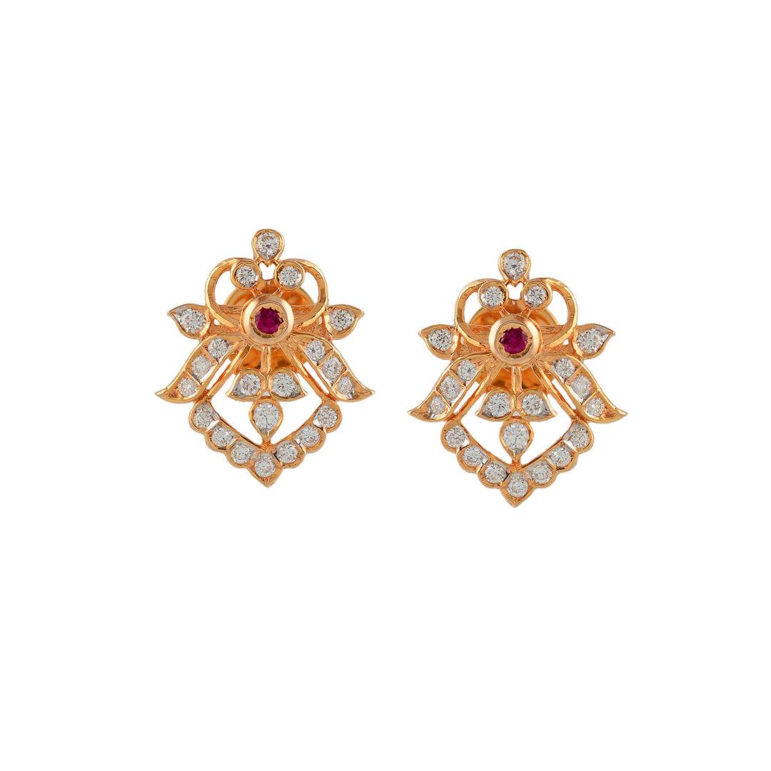 Butterfly Diamond Earrings Stud - Krishna Jewellers Pearls and Gems