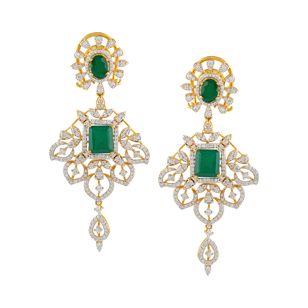 Magical Floral Daimond Earrings - Krishna Jewellers Pearls and Gems