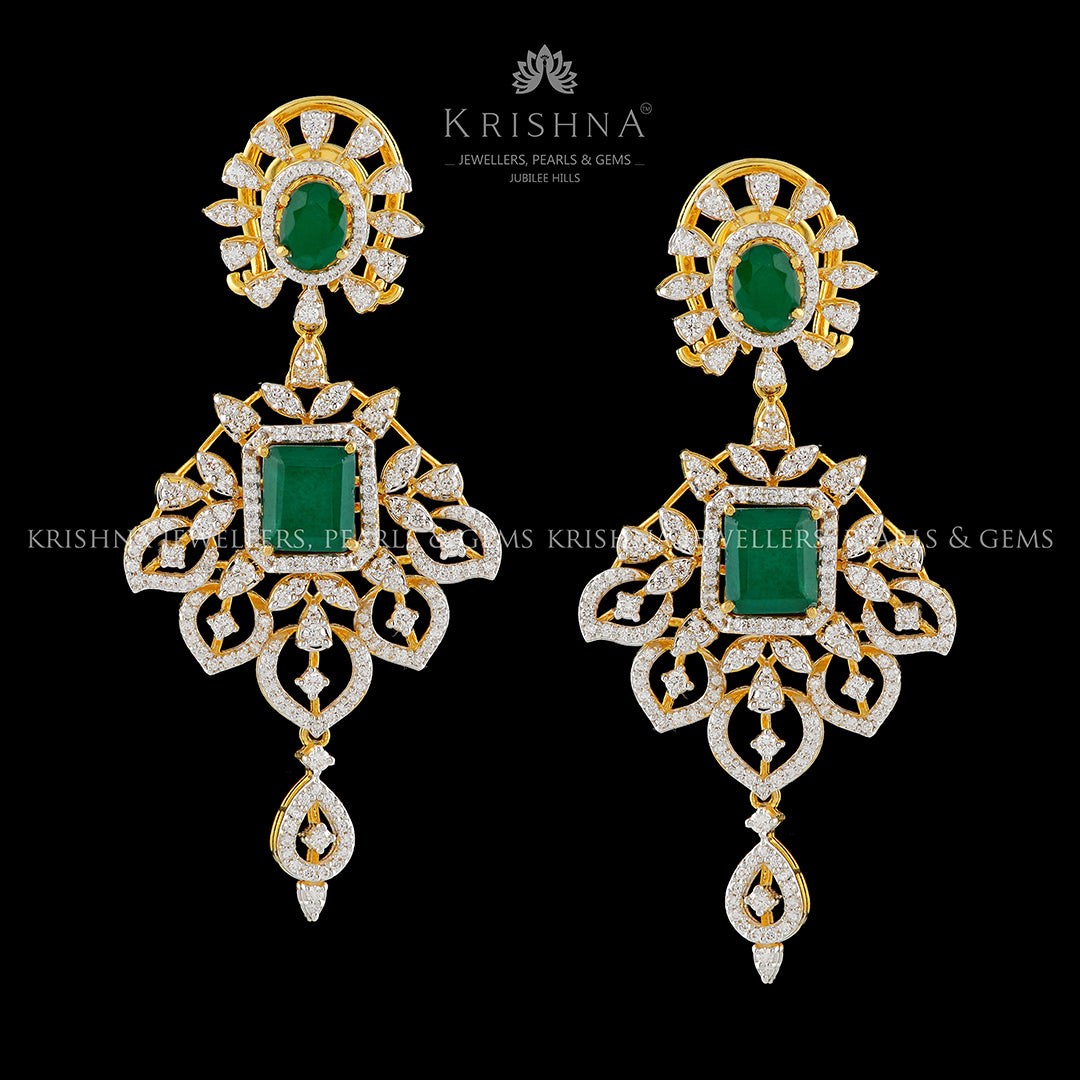 Magical Floral Daimond Earrings - Krishna Jewellers Pearls and Gems
