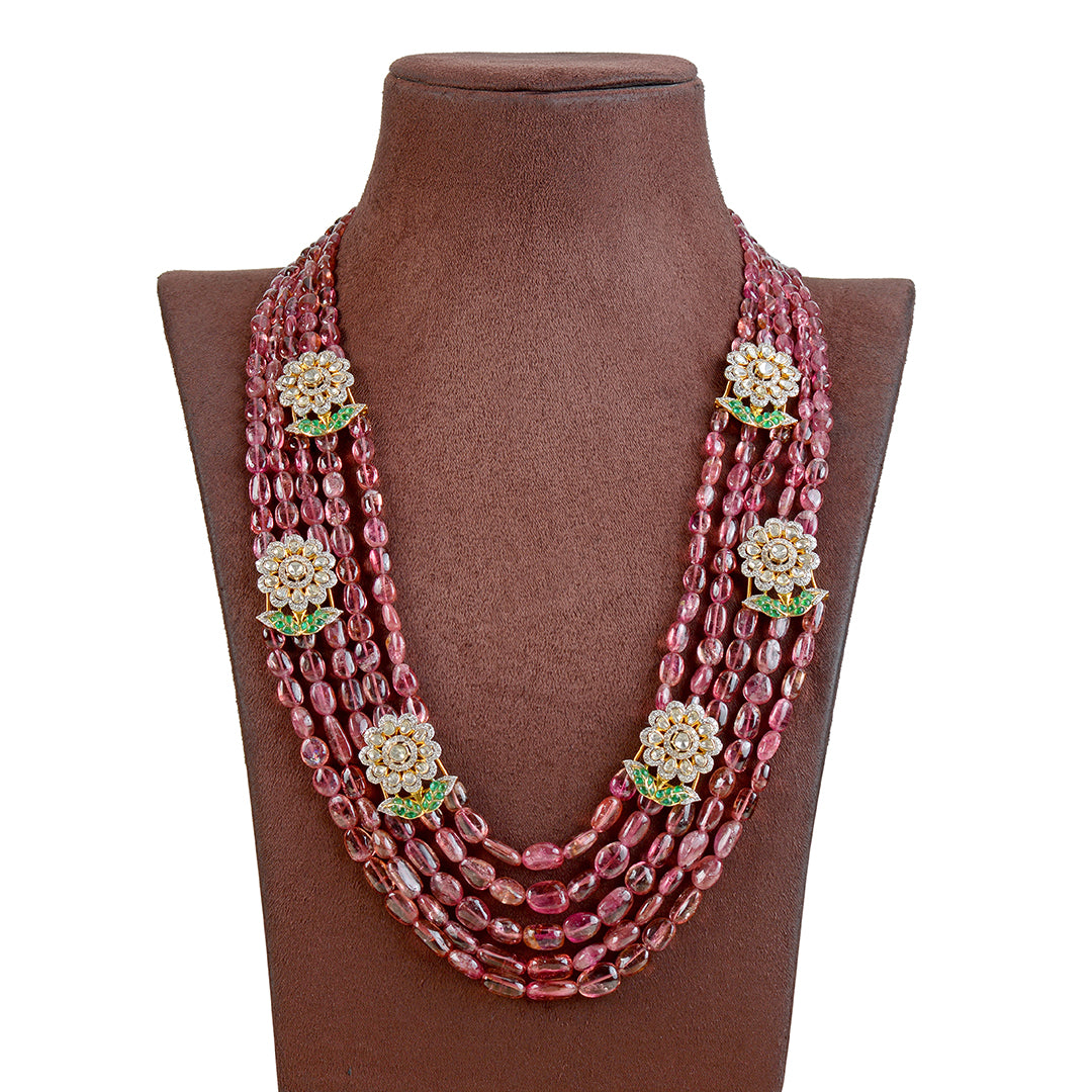 Ruby beads with side on sale pendant