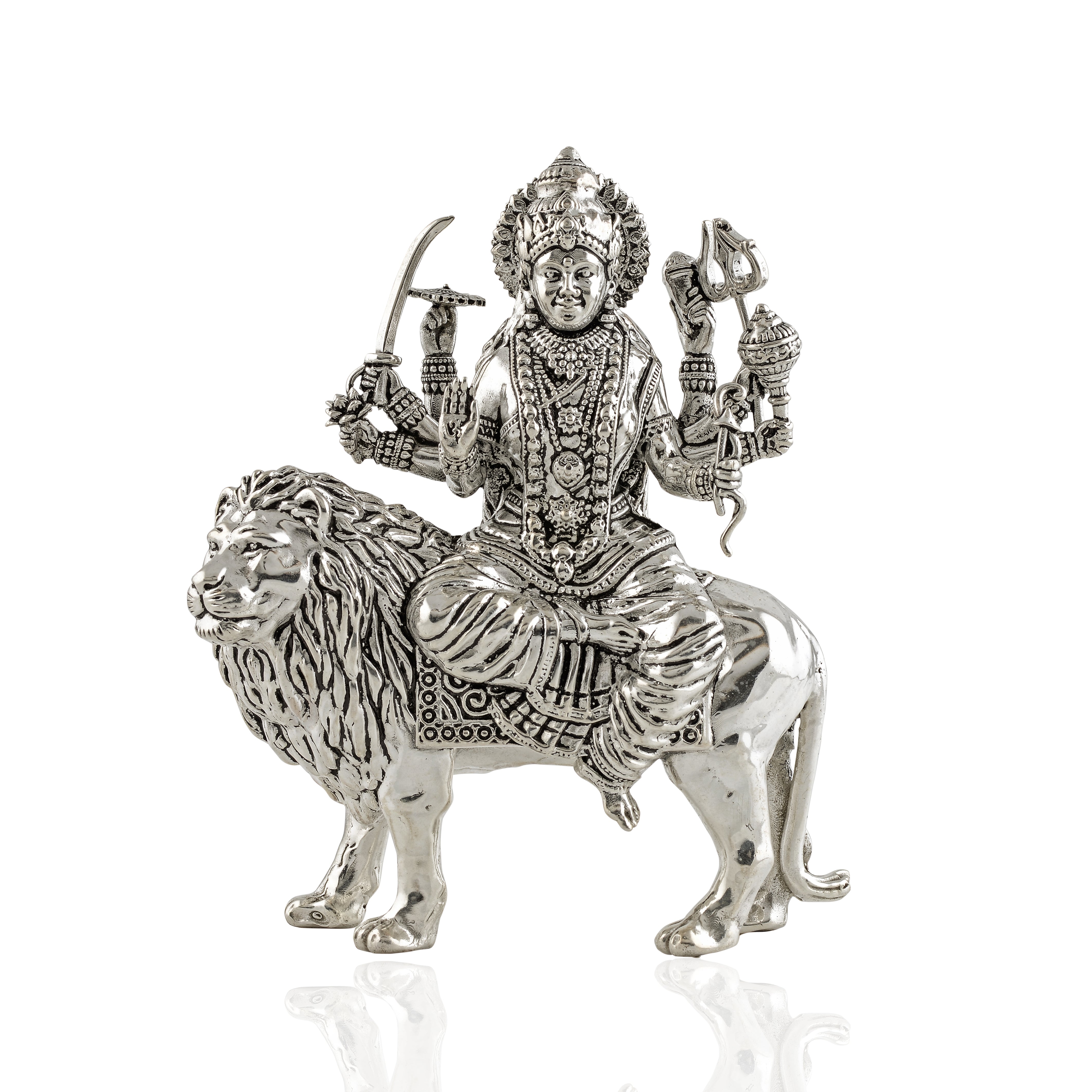 Goddess Durga Idol In Silver