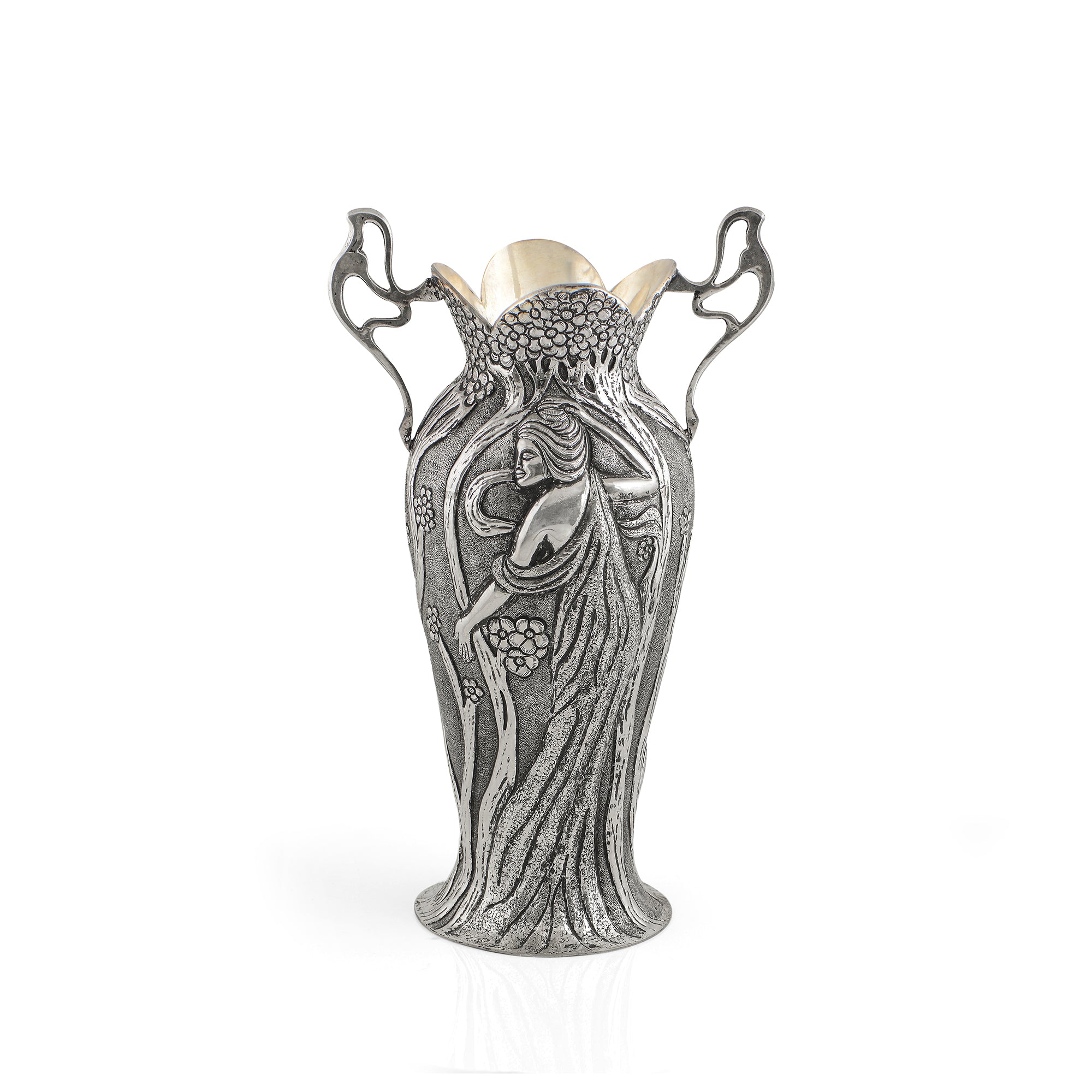 Artistic Silver Vase In Antique Finish