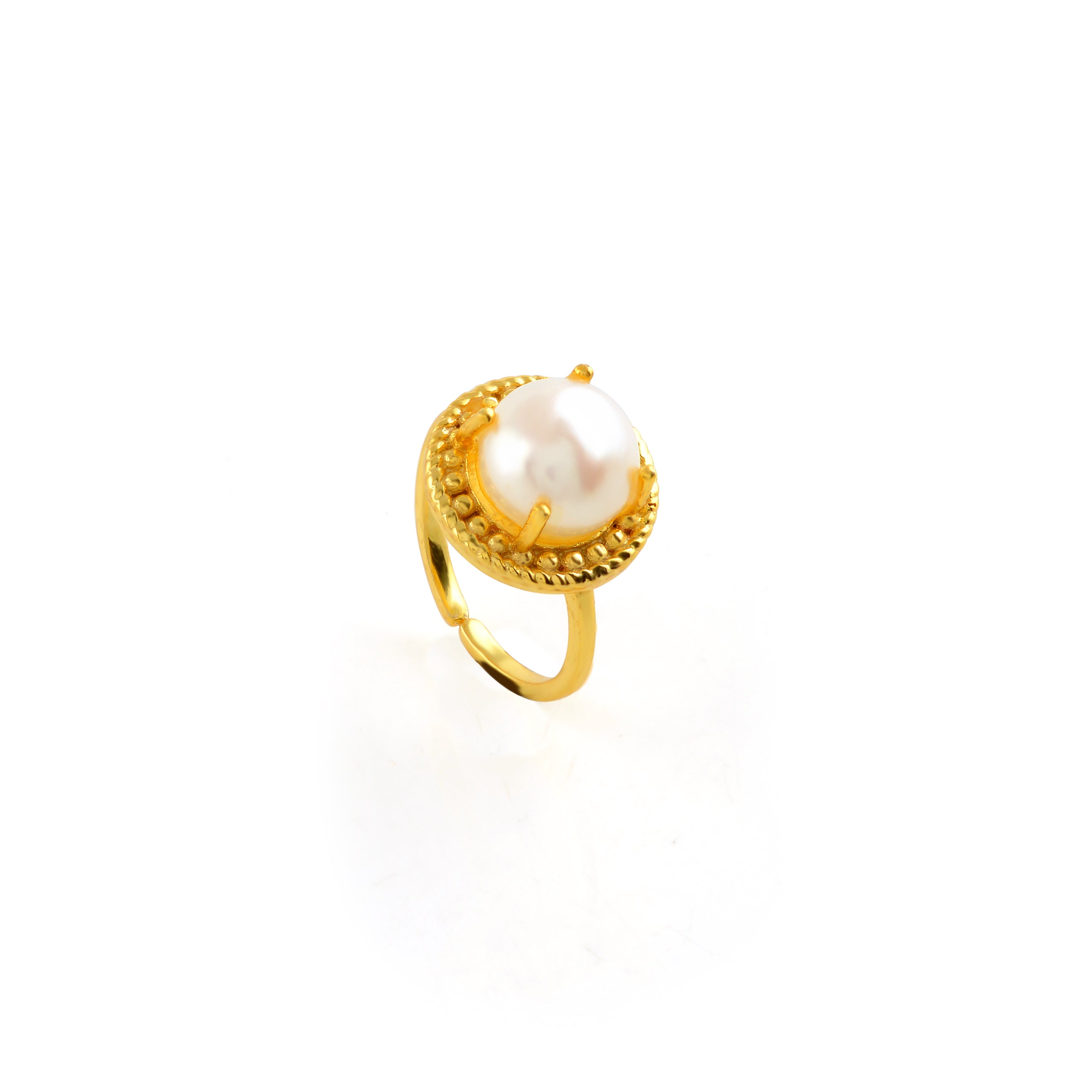 Radiant Elegance: Fresh Water Button Pearl Ring - Krishna Jewellers Pearls and Gems