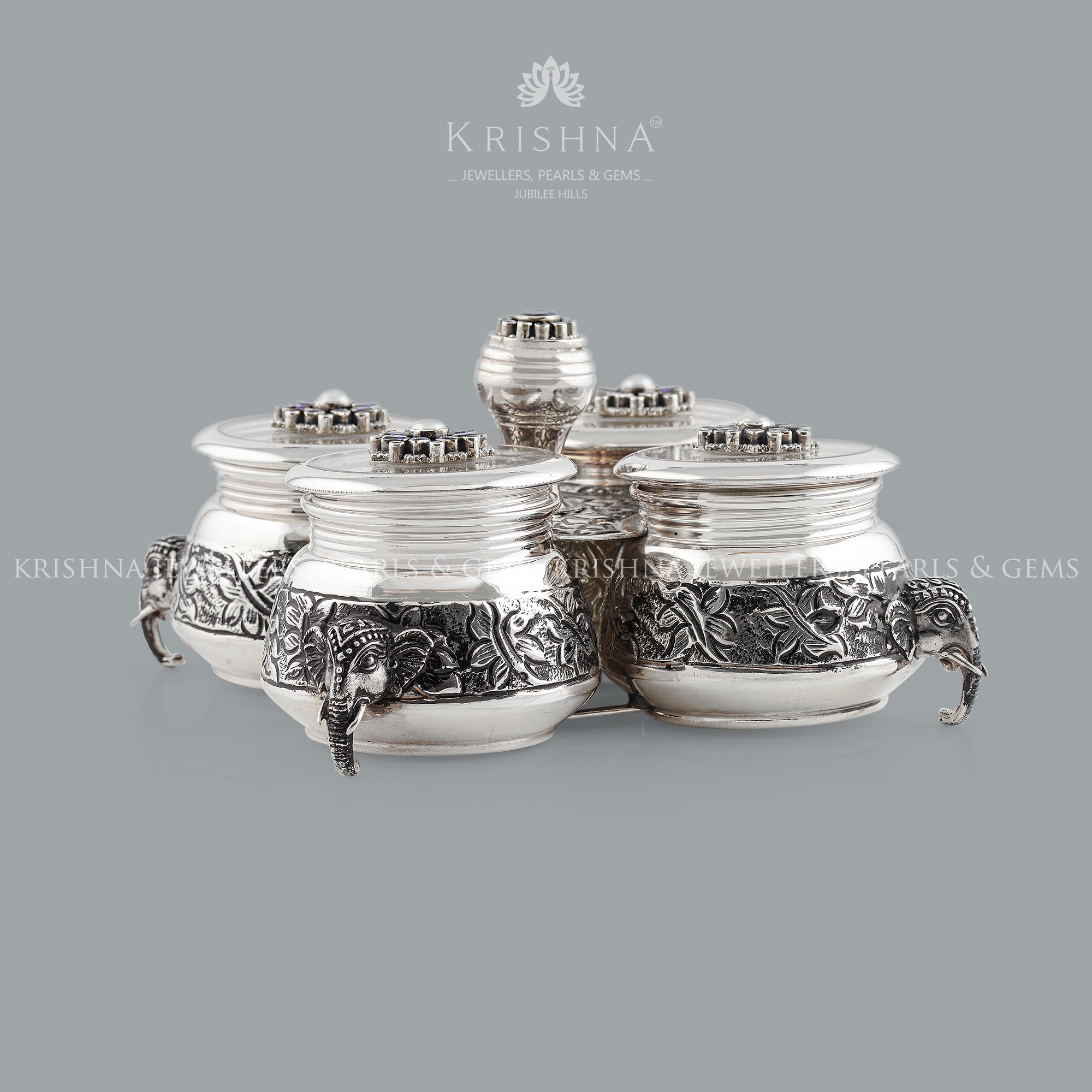 Antique silver Kumkum Bharni Set