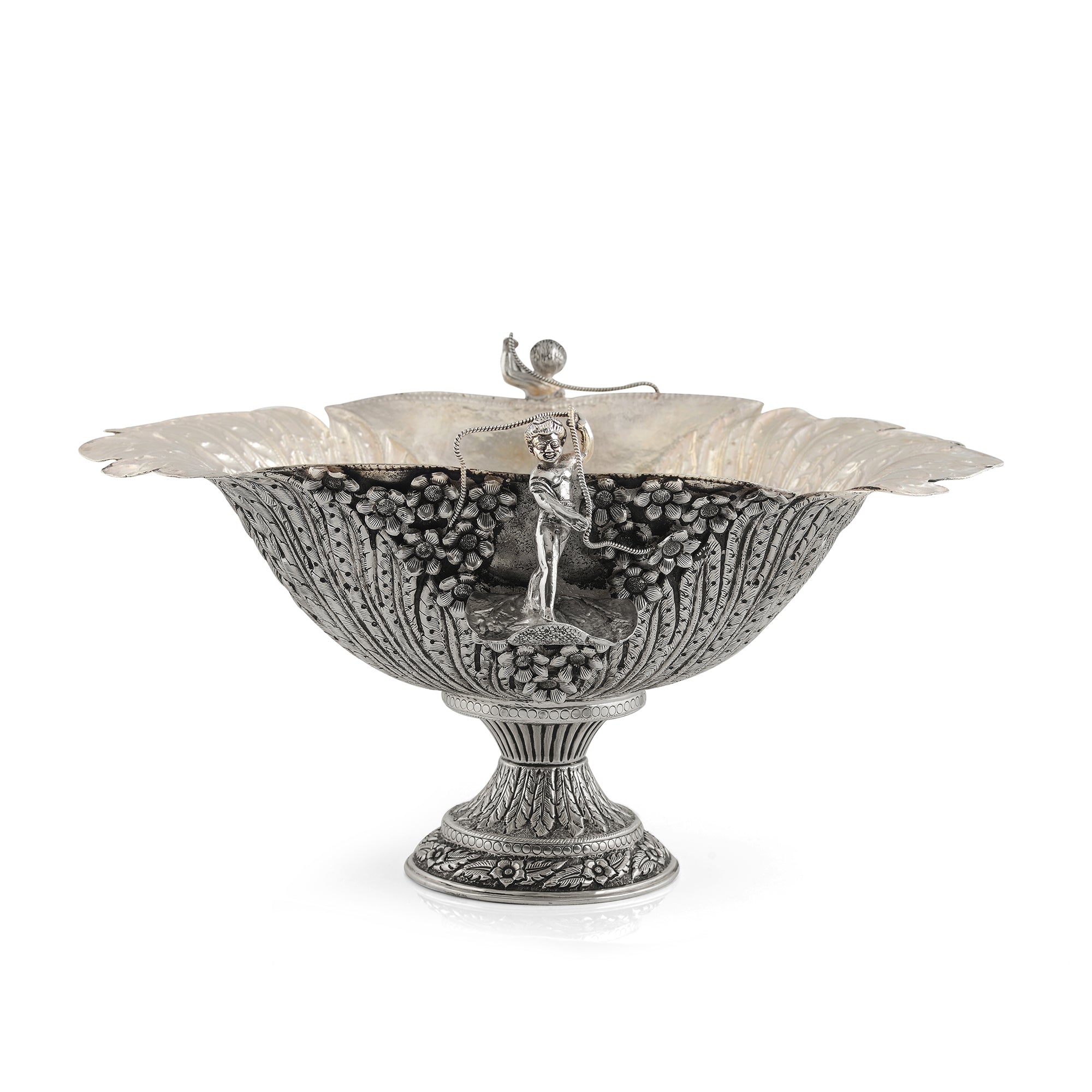 Silver Fruit Bowl With Modern Artwork - Krishna Jewellers Pearls and Gems