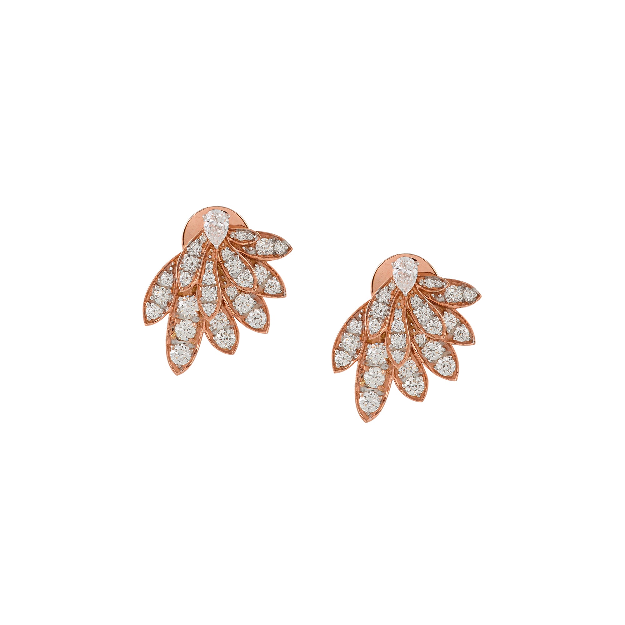 Luxurious Diamond Earrings In Petals Motif
