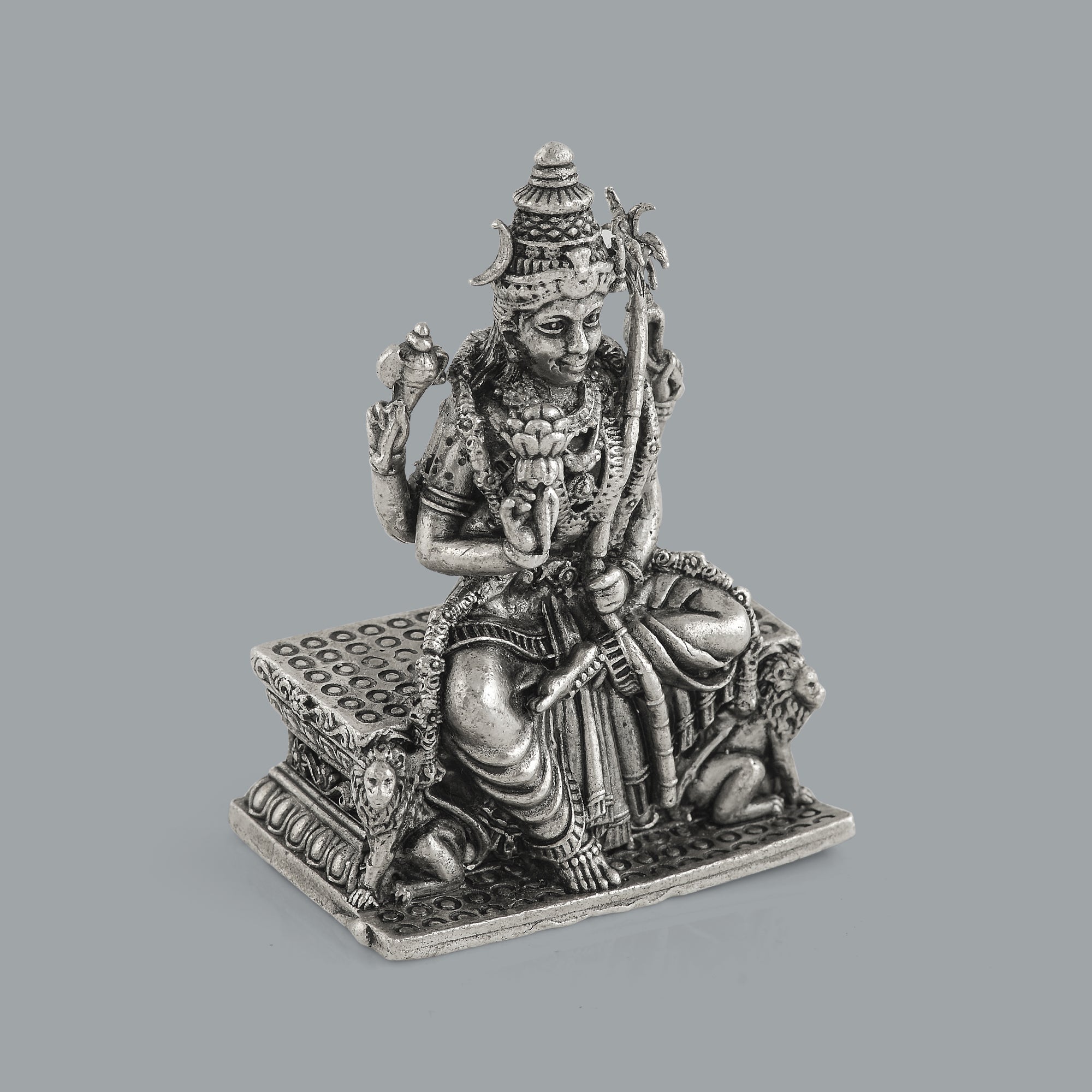 Goddess Lalitha Devi Idol In Silver With Antique Finish