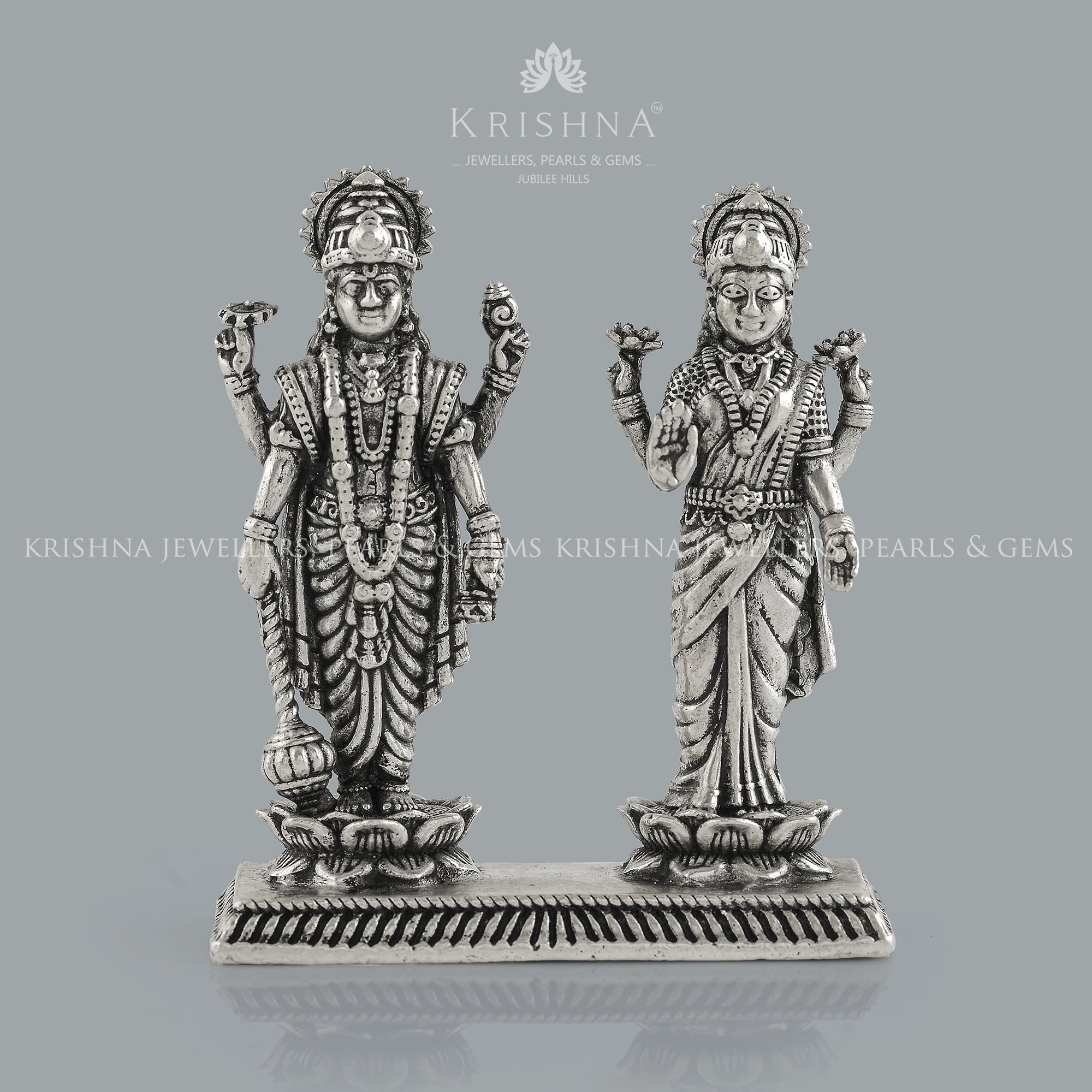 Vishnu Lakshmi Idol In Silver