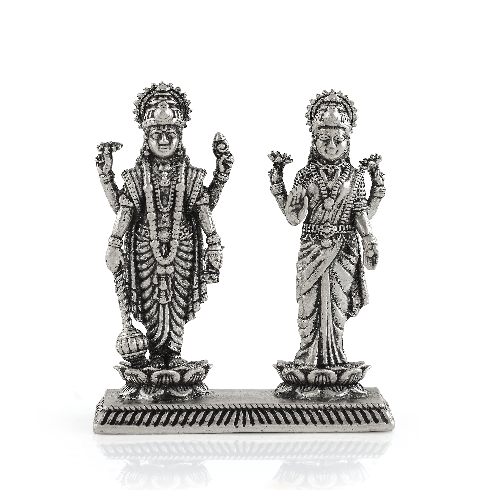 Vishnu Lakshmi Idol In Silver