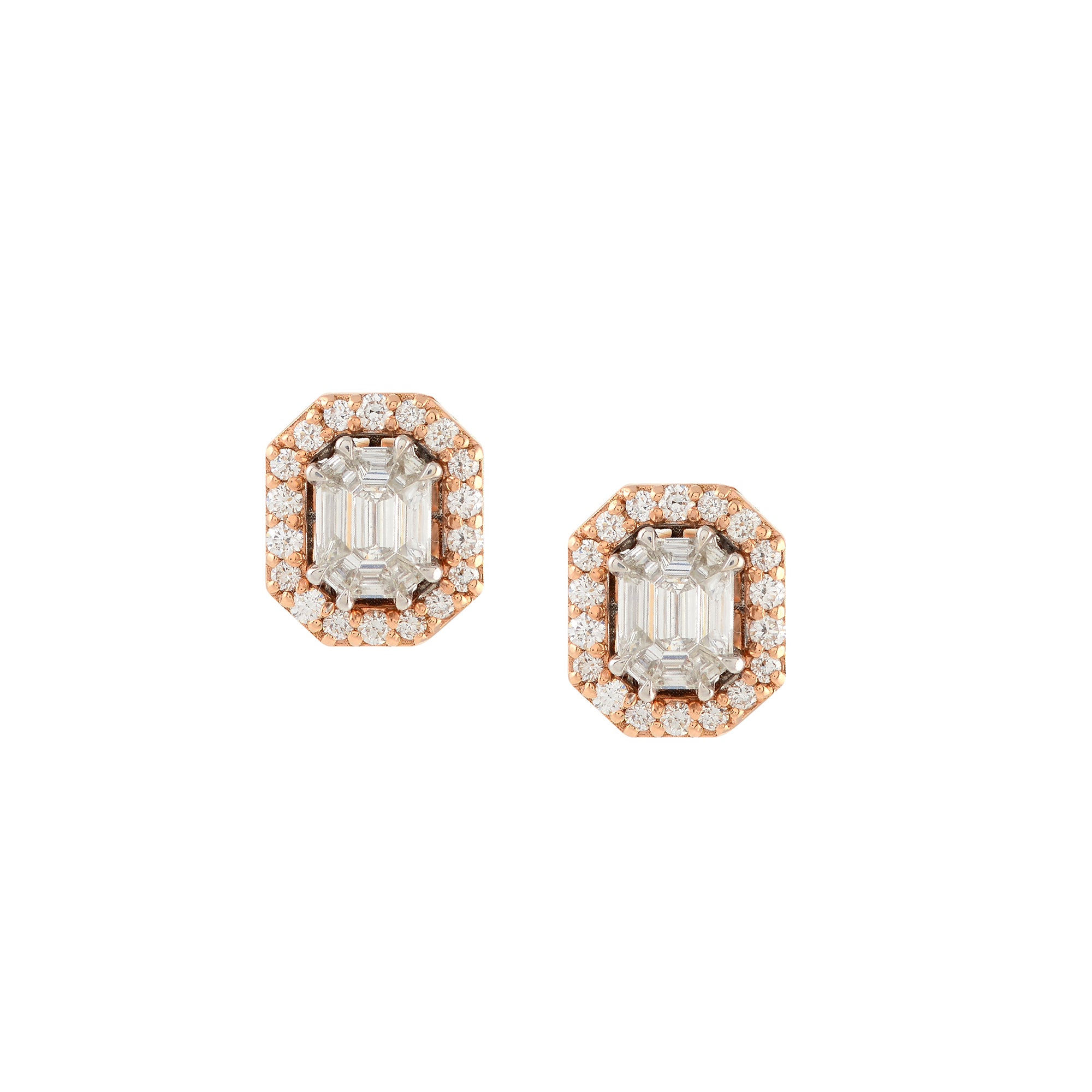 Emerlald Cut Diamond Stud Earrings
