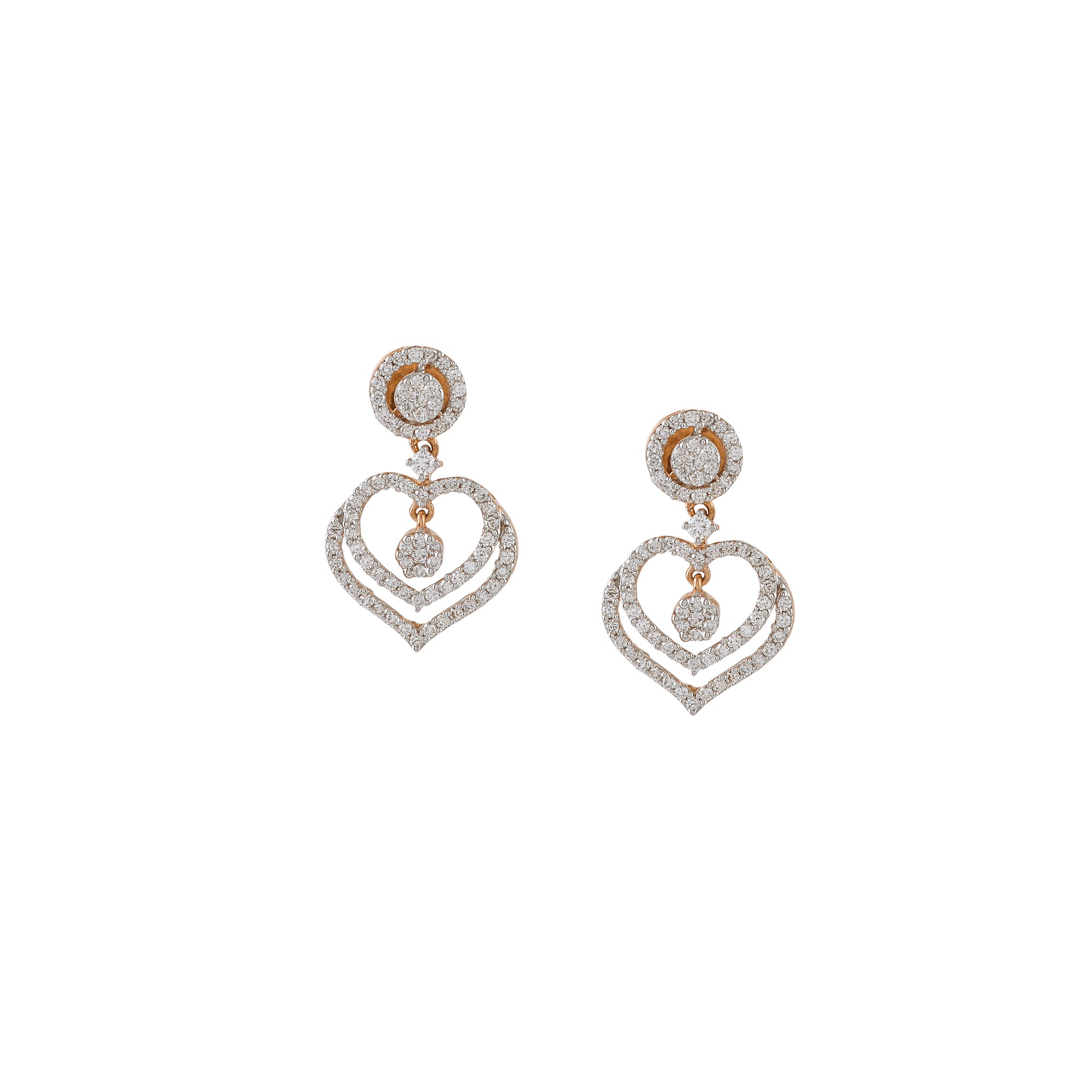 Hanging Diamond Heart Earrings