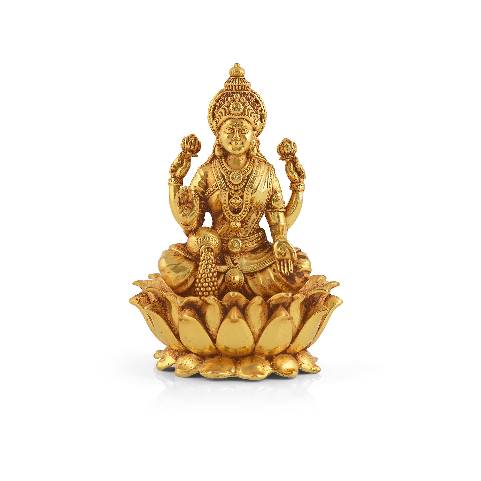 Divine Silver Goddess Laxmi Idol in Gold Finish