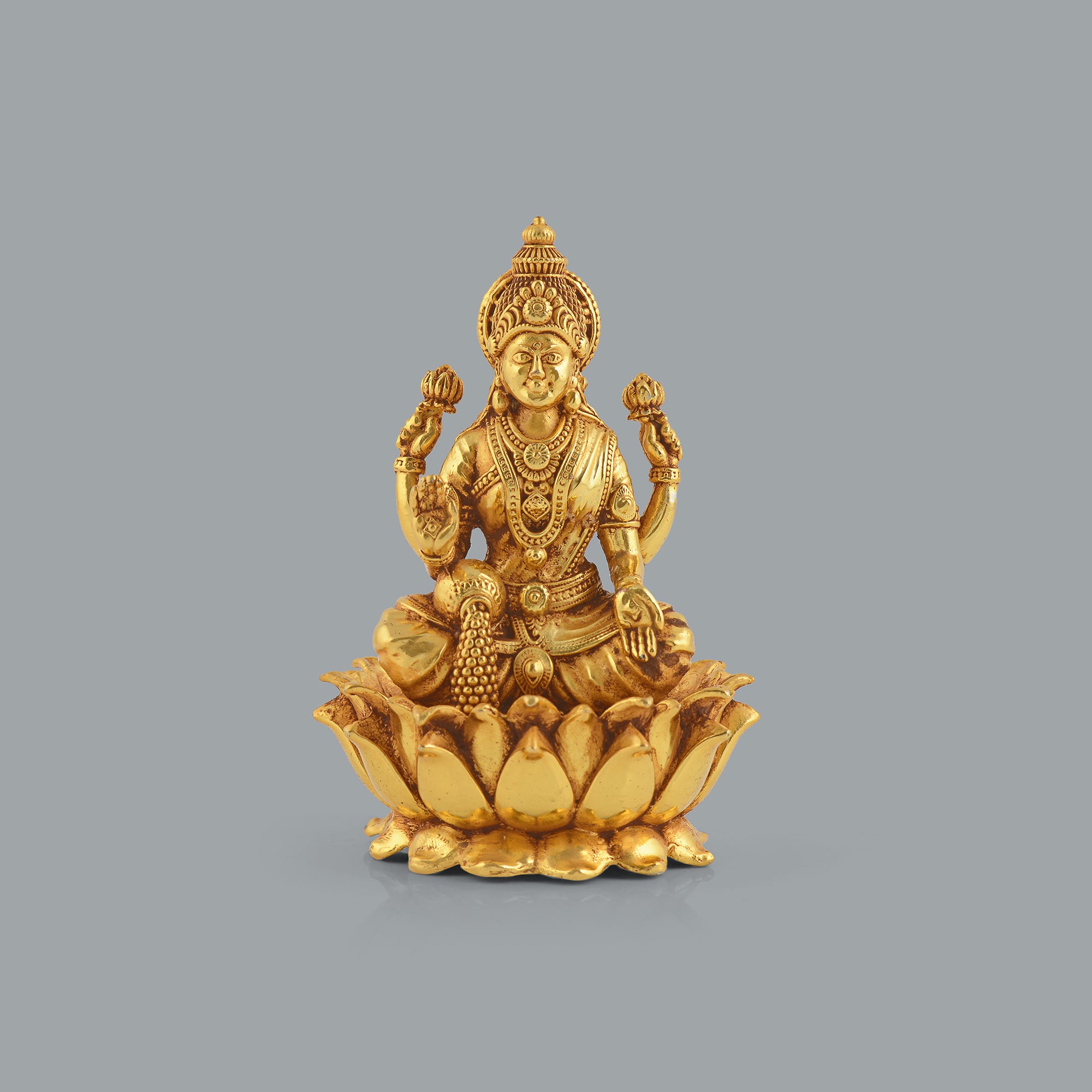 Divine Silver Goddess Laxmi Idol in Gold Finish