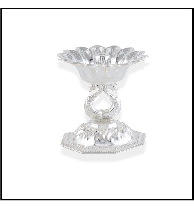Silver Peacock Deepam