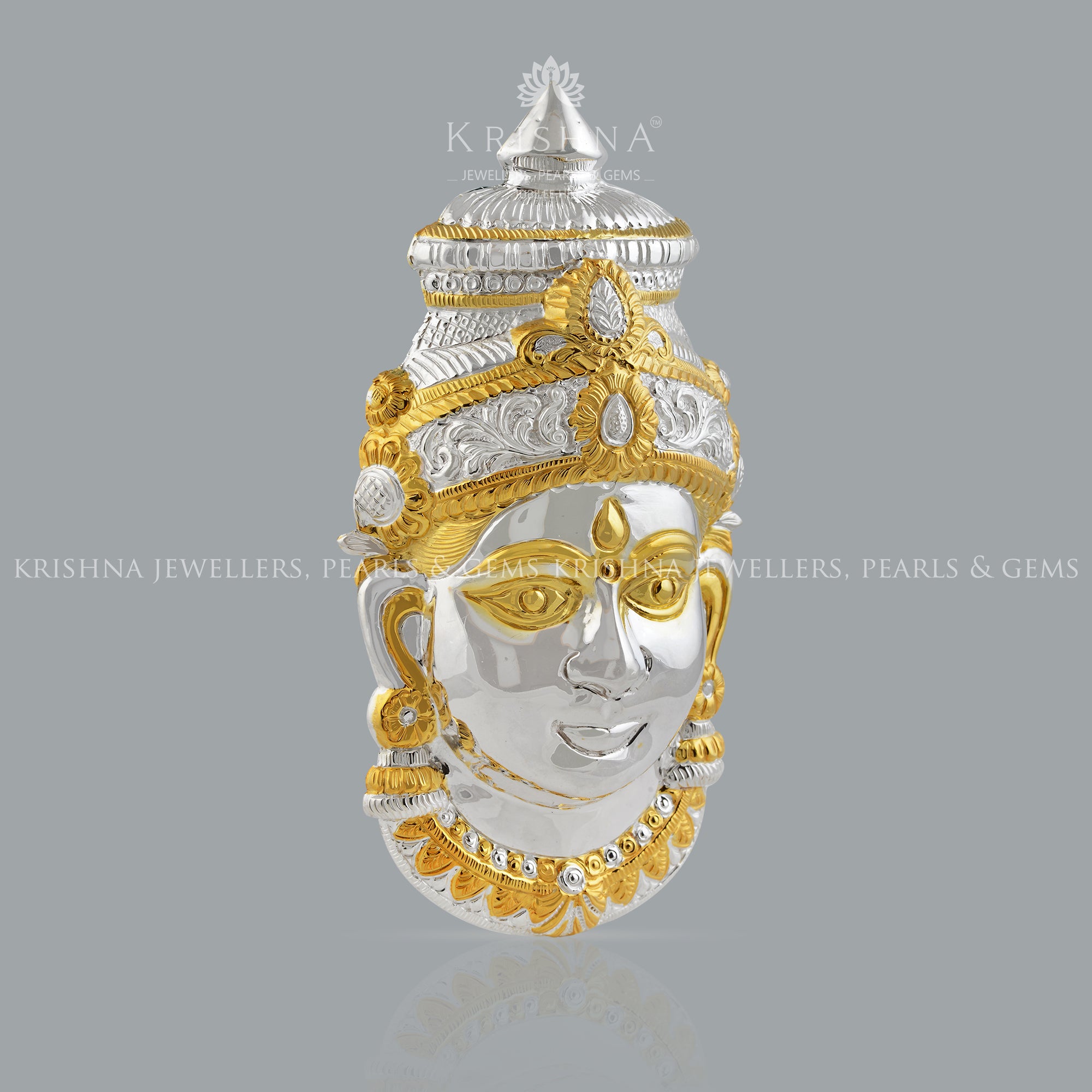 Varalaxmi Mata Silver Face Idol With Gold Touch