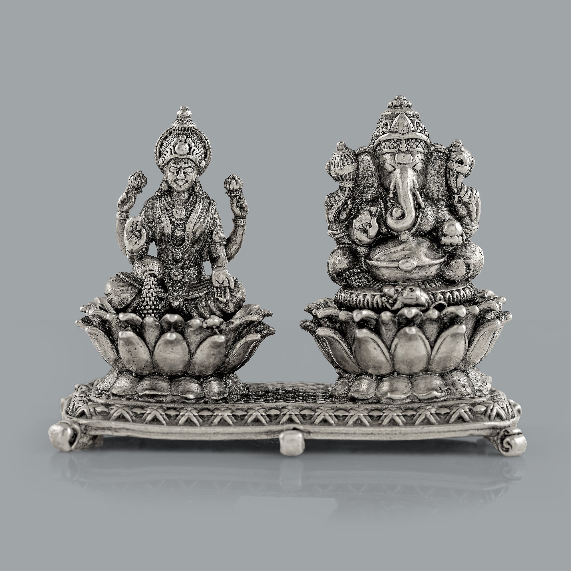 Antique Laxmi Ganapati Idol In Silver