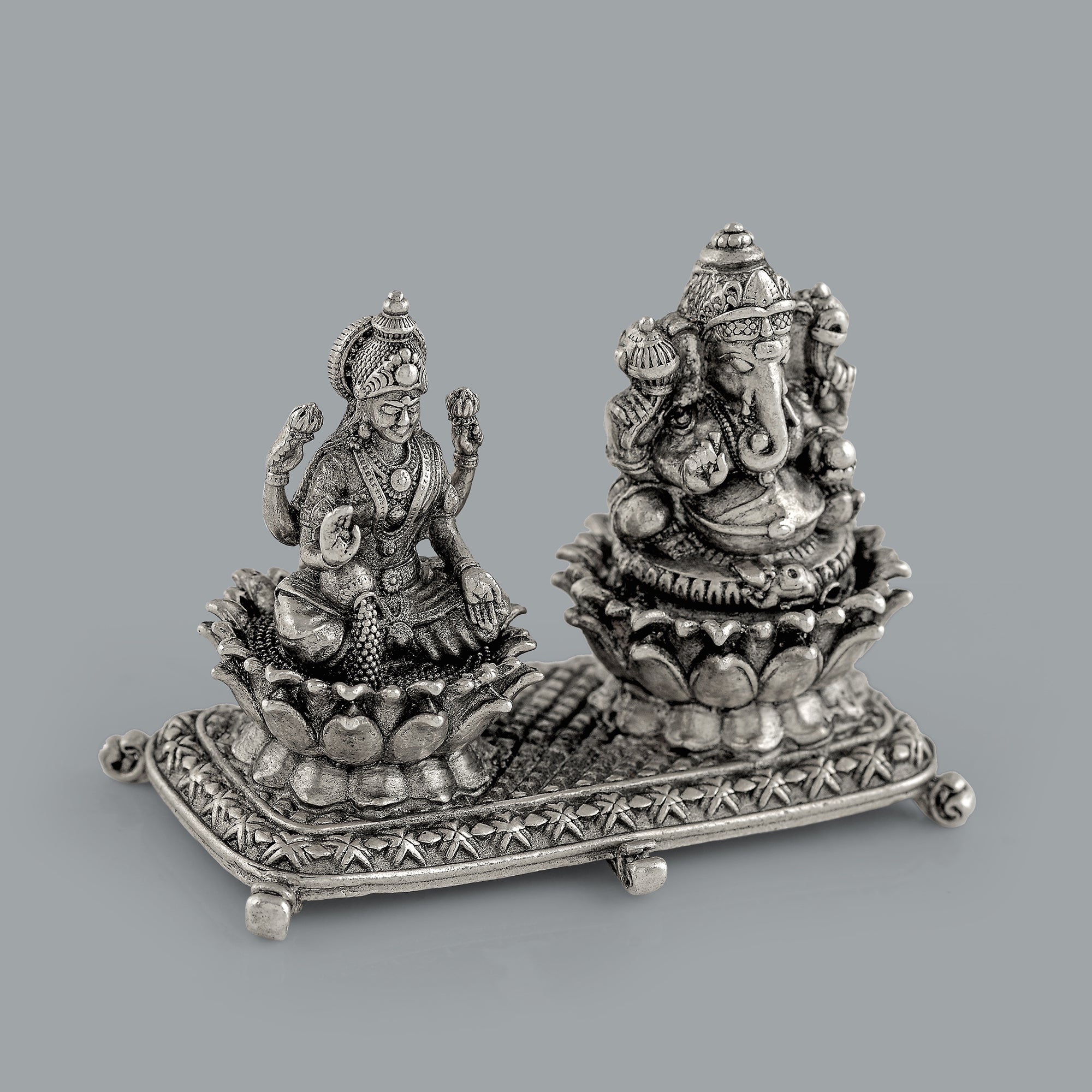 Antique Laxmi Ganapati Idol In Silver