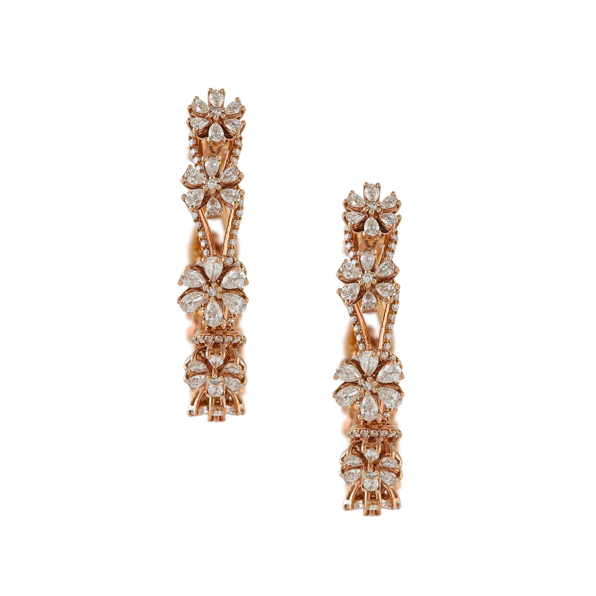 Floral Diamond Hoop Earrings