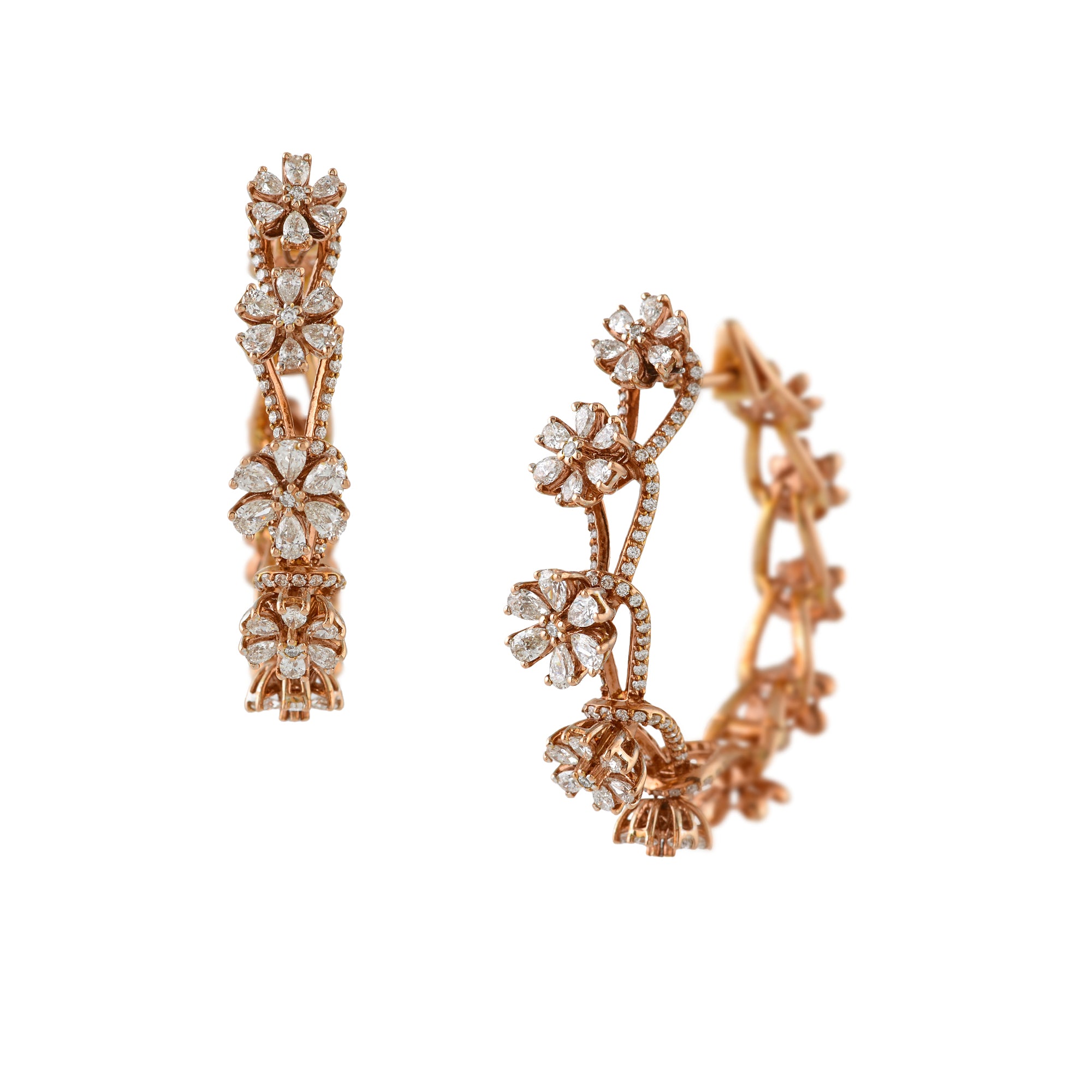 Floral Diamond Hoop Earrings